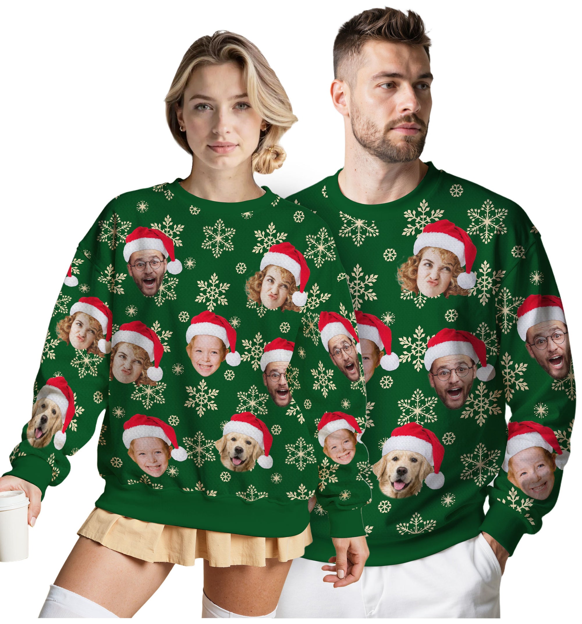 Custom Ugly Christmas Sweater for Men Women Couples Boyfriend Girlfriend Family Dad Mom, Custom Ugly Christmas Sweater with Face Photo, Personalized Sweatshirt with Picture Funny Xmas Gift ST17