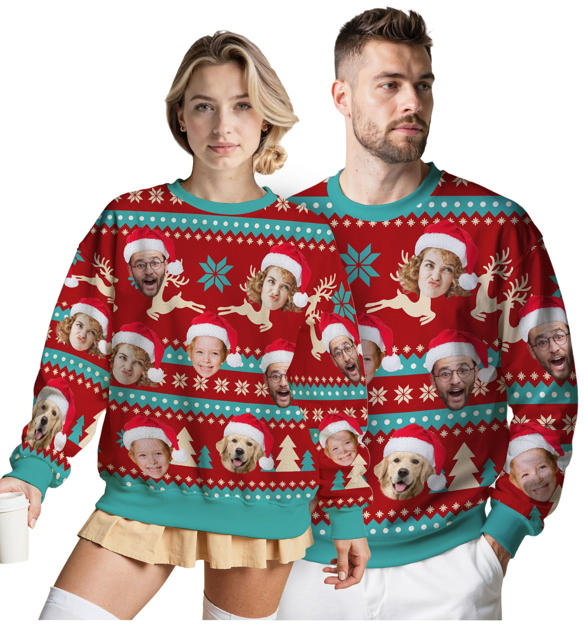 Custom Ugly Christmas Sweater for Men Women Couples Boyfriend Girlfriend Family Dad Mom, Custom Ugly Christmas Sweater with Face Photo, Personalized Sweatshirt with Picture Funny Xmas Gift ST19