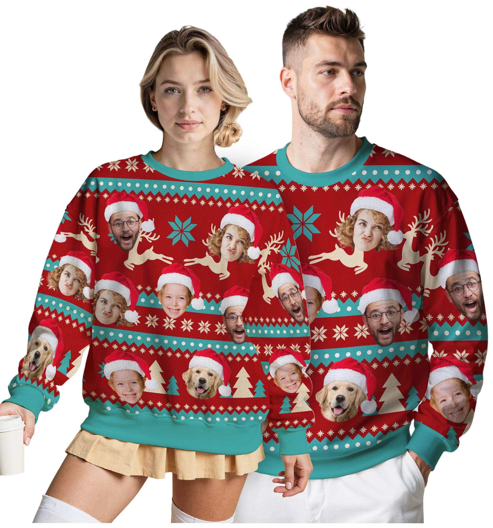 Custom Ugly Christmas Sweater for Men Women Couples Boyfriend Girlfriend Family Dad Mom, Custom Ugly Christmas Sweater with Face Photo, Personalized Sweatshirt with Picture Funny Xmas Gift ST19