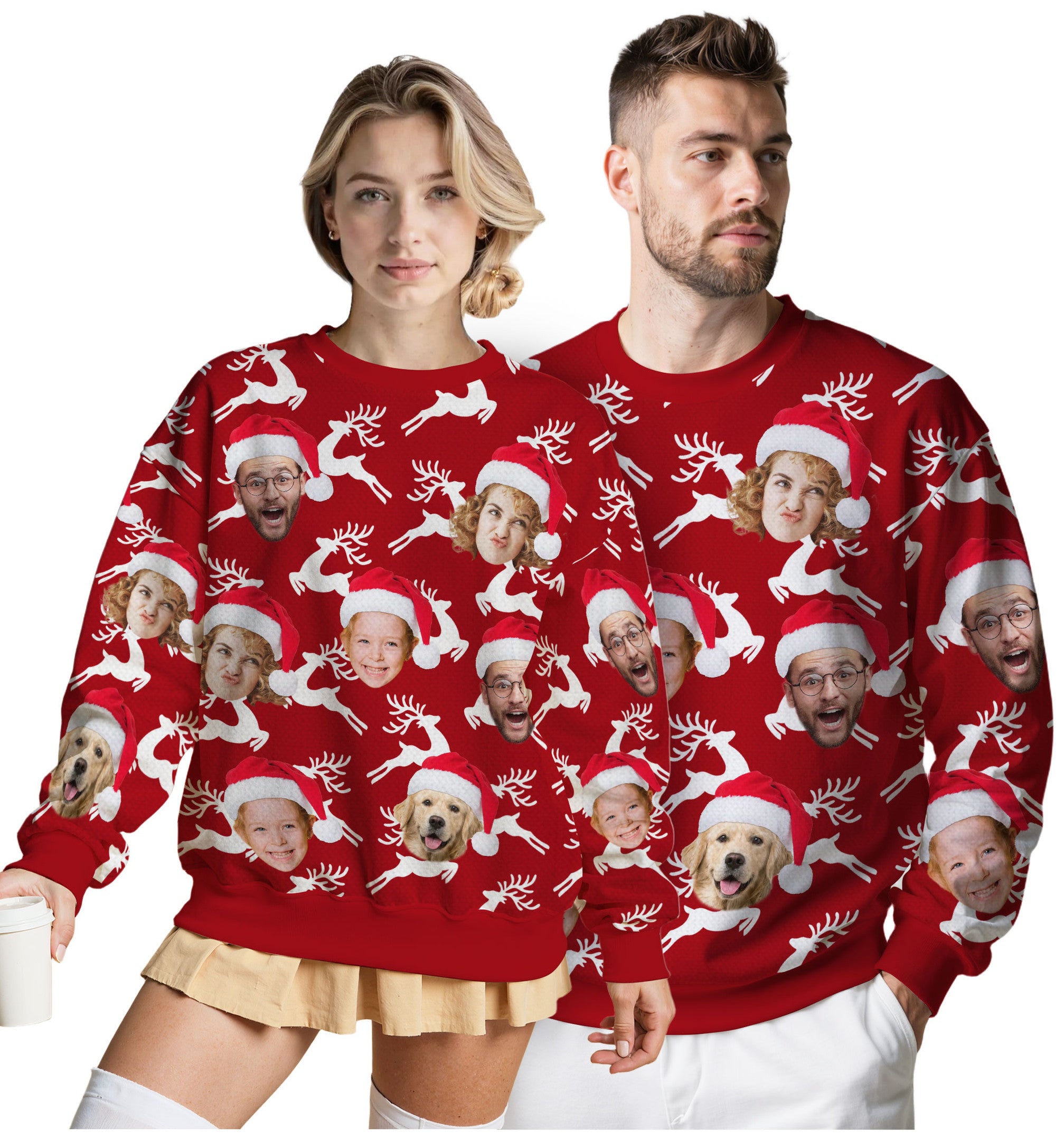Custom Ugly Christmas Sweater for Men Women Couples Boyfriend Girlfriend Family Dad Mom, Custom Ugly Christmas Sweater with Face Photo, Personalized Sweatshirt with Picture Funny Xmas Gift ST20