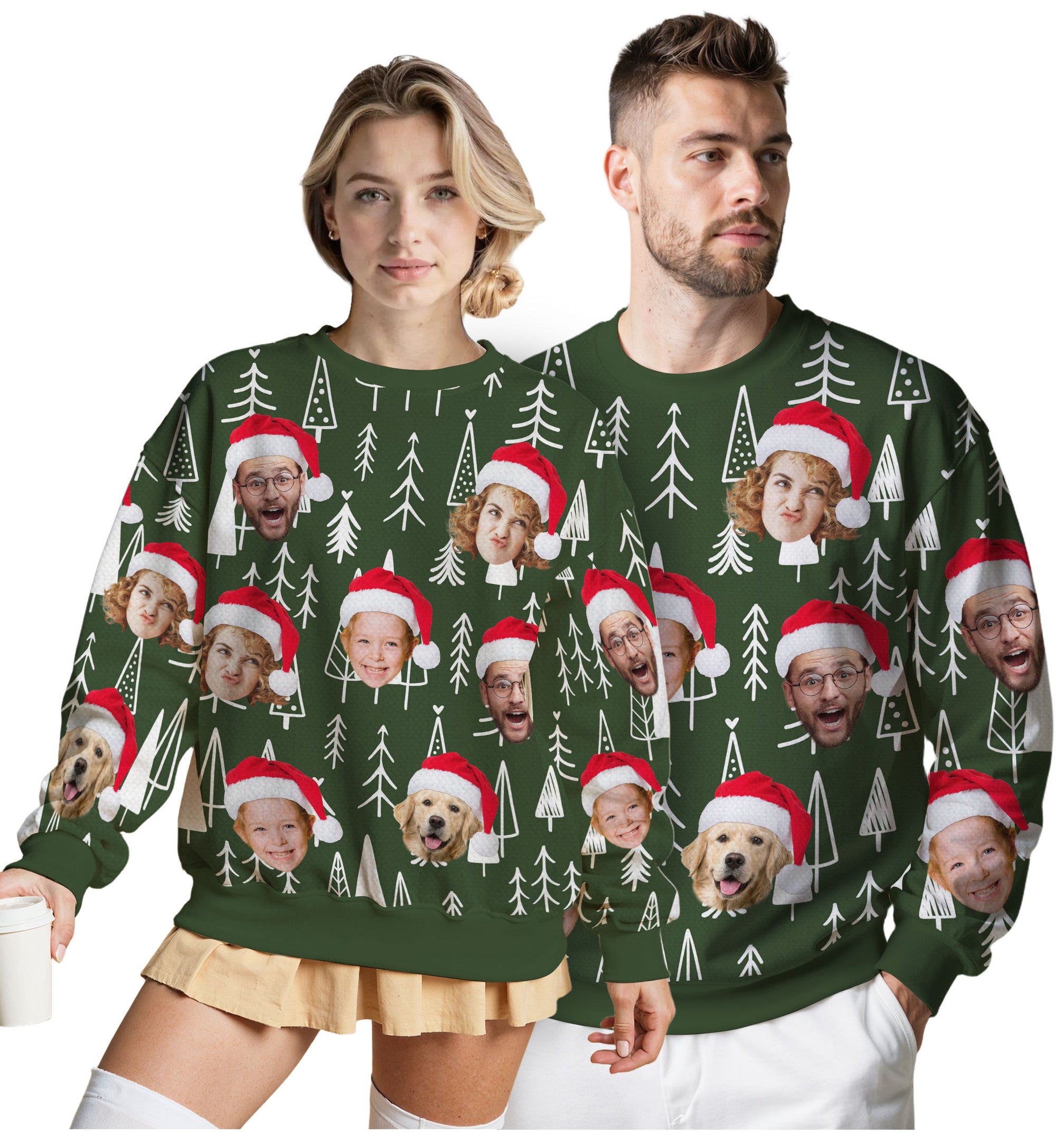 Custom Ugly Christmas Sweater for Men Women Couples Boyfriend Girlfriend Family Dad Mom, Custom Ugly Christmas Sweater with Face Photo, Personalized Sweatshirt with Picture Funny Xmas Gift ST21