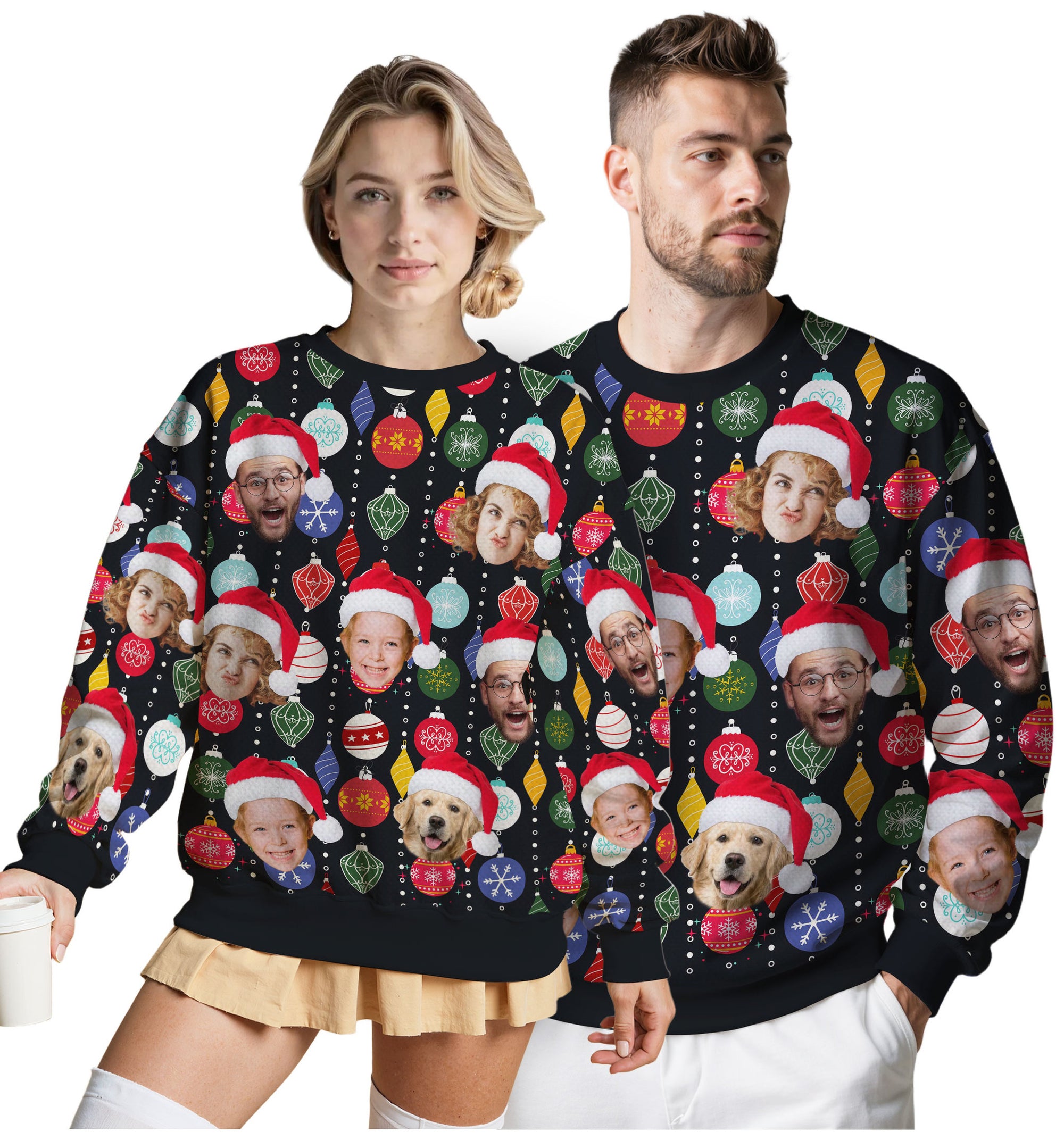 Custom Ugly Christmas Sweater for Men Women Couples Boyfriend Girlfriend Family Dad Mom, Custom Ugly Christmas Sweater with Face Photo, Personalized Sweatshirt with Picture Funny Xmas Gift ST22