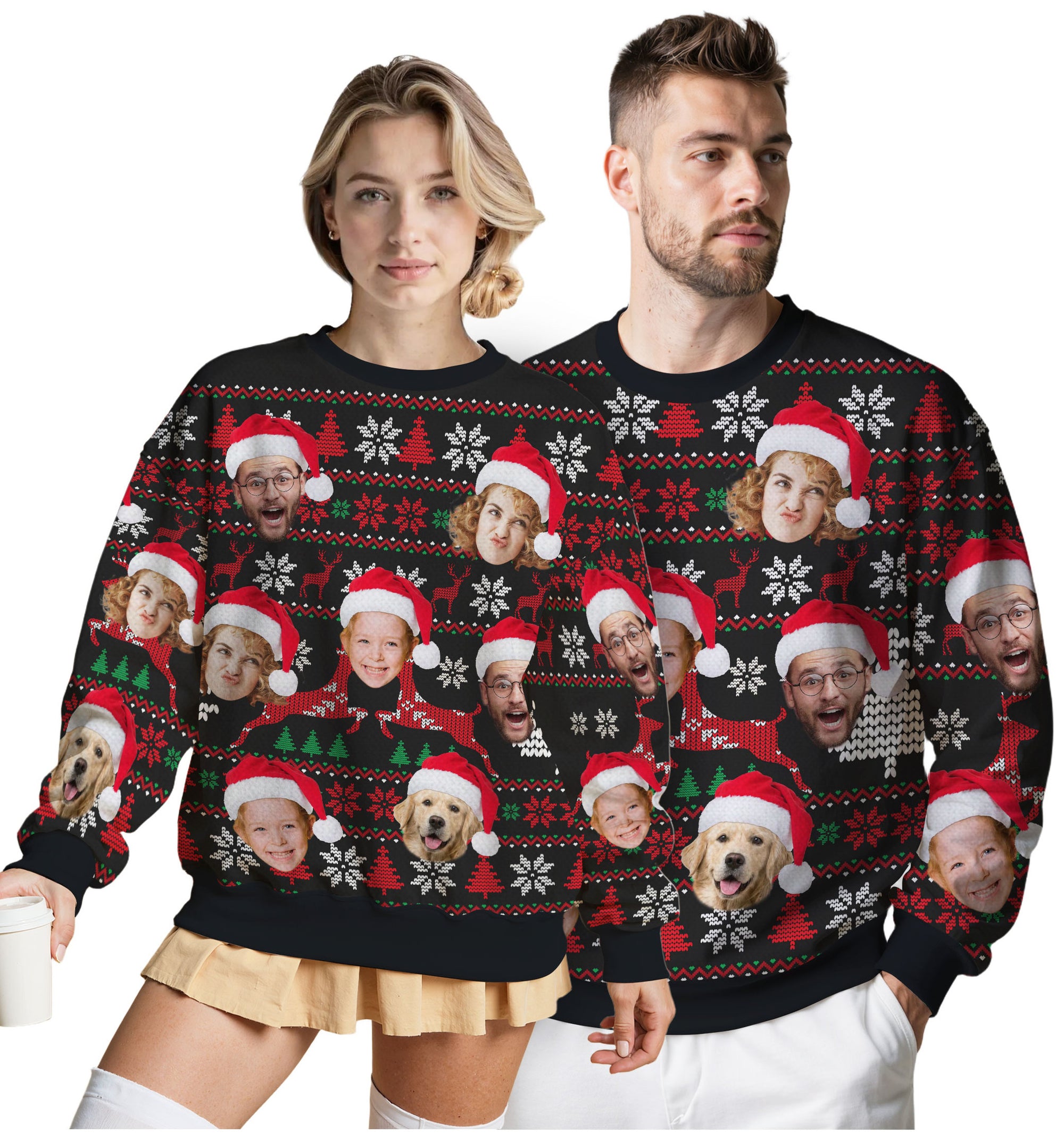 Custom Ugly Christmas Sweater for Men Women Couples Boyfriend Girlfriend Family Dad Mom, Custom Ugly Christmas Sweater with Face Photo, Personalized Sweatshirt with Picture Funny Xmas Gift ST23