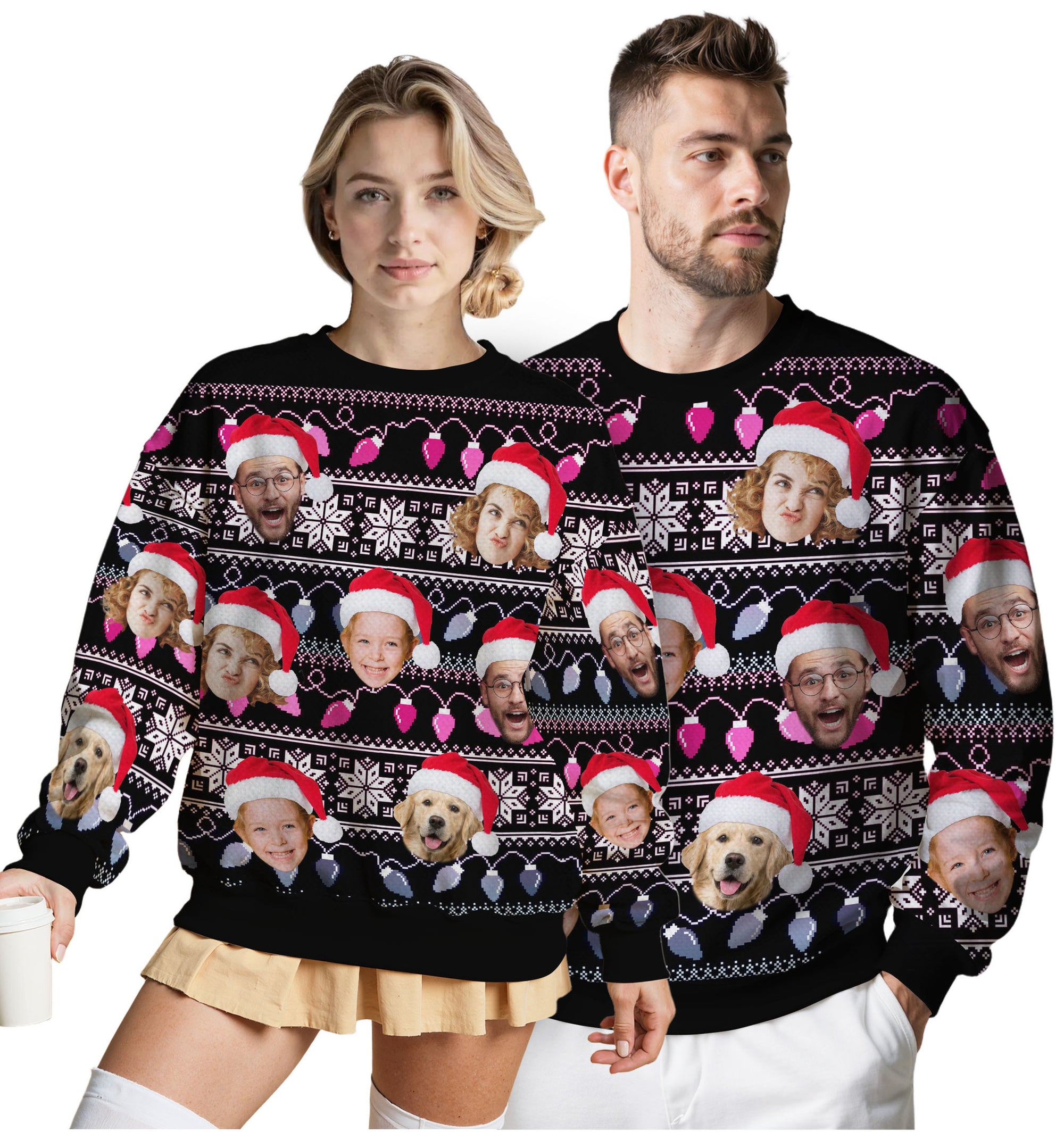 Custom Ugly Christmas Sweater for Men Women Couples Boyfriend Girlfriend Family Dad Mom, Custom Ugly Christmas Sweater with Face Photo, Personalized Sweatshirt with Picture Funny Xmas Gift ST25