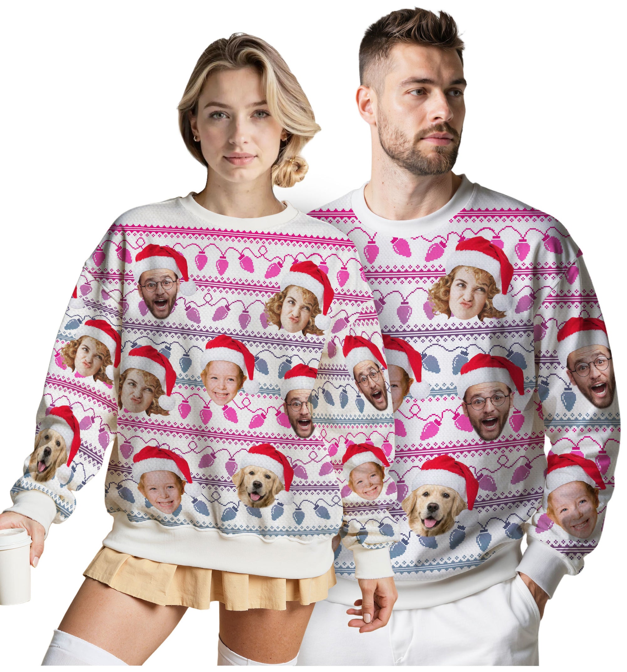 Custom Ugly Christmas Sweater for Men Women Couples Boyfriend Girlfriend Family Dad Mom, Custom Ugly Christmas Sweater with Face Photo, Personalized Sweatshirt with Picture Funny Xmas Gift ST26