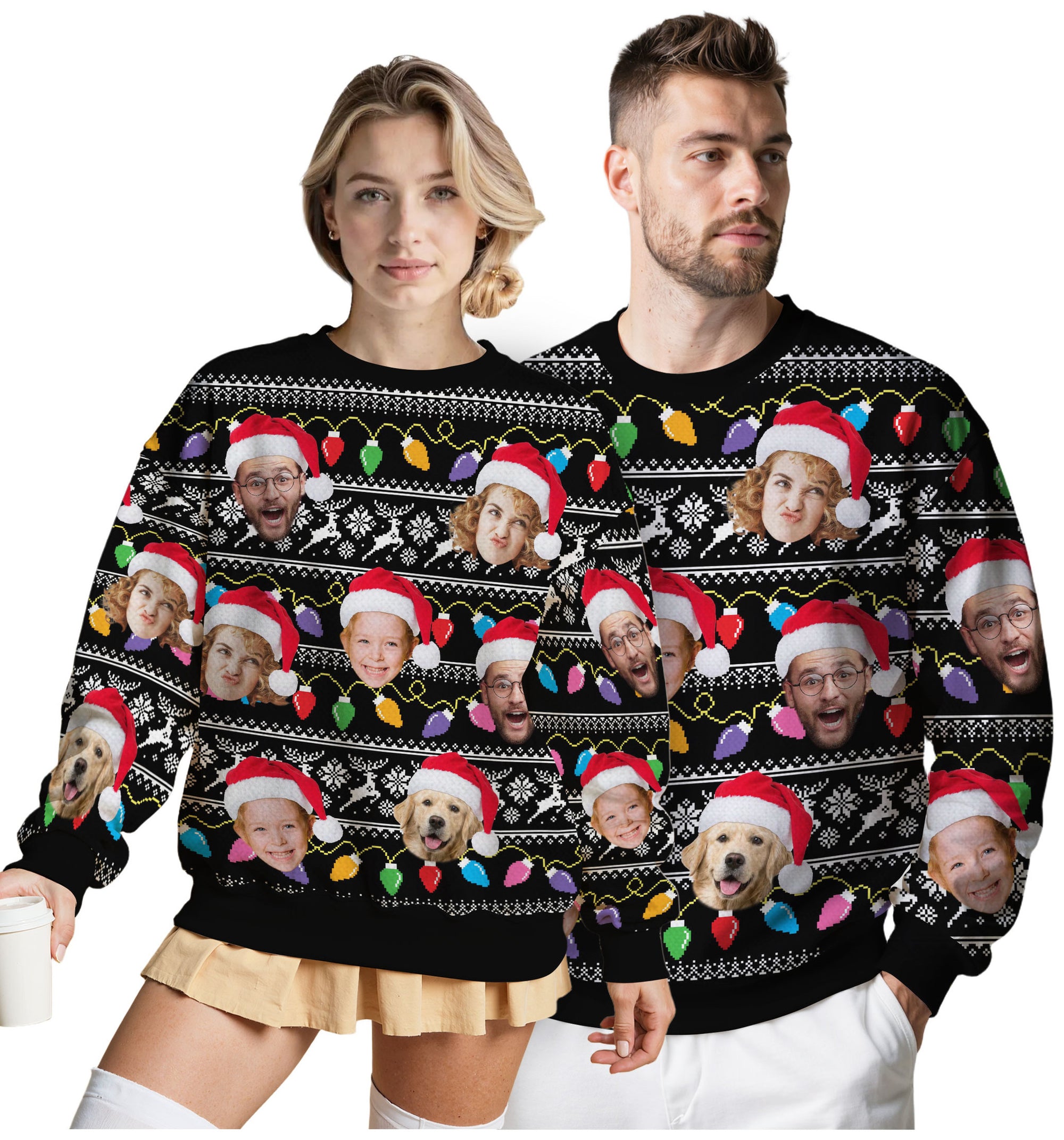 Custom Ugly Christmas Sweater for Men Women Couples Boyfriend Girlfriend Family Dad Mom, Custom Ugly Christmas Sweater with Face Photo, Personalized Sweatshirt with Picture Funny Xmas Gift ST27