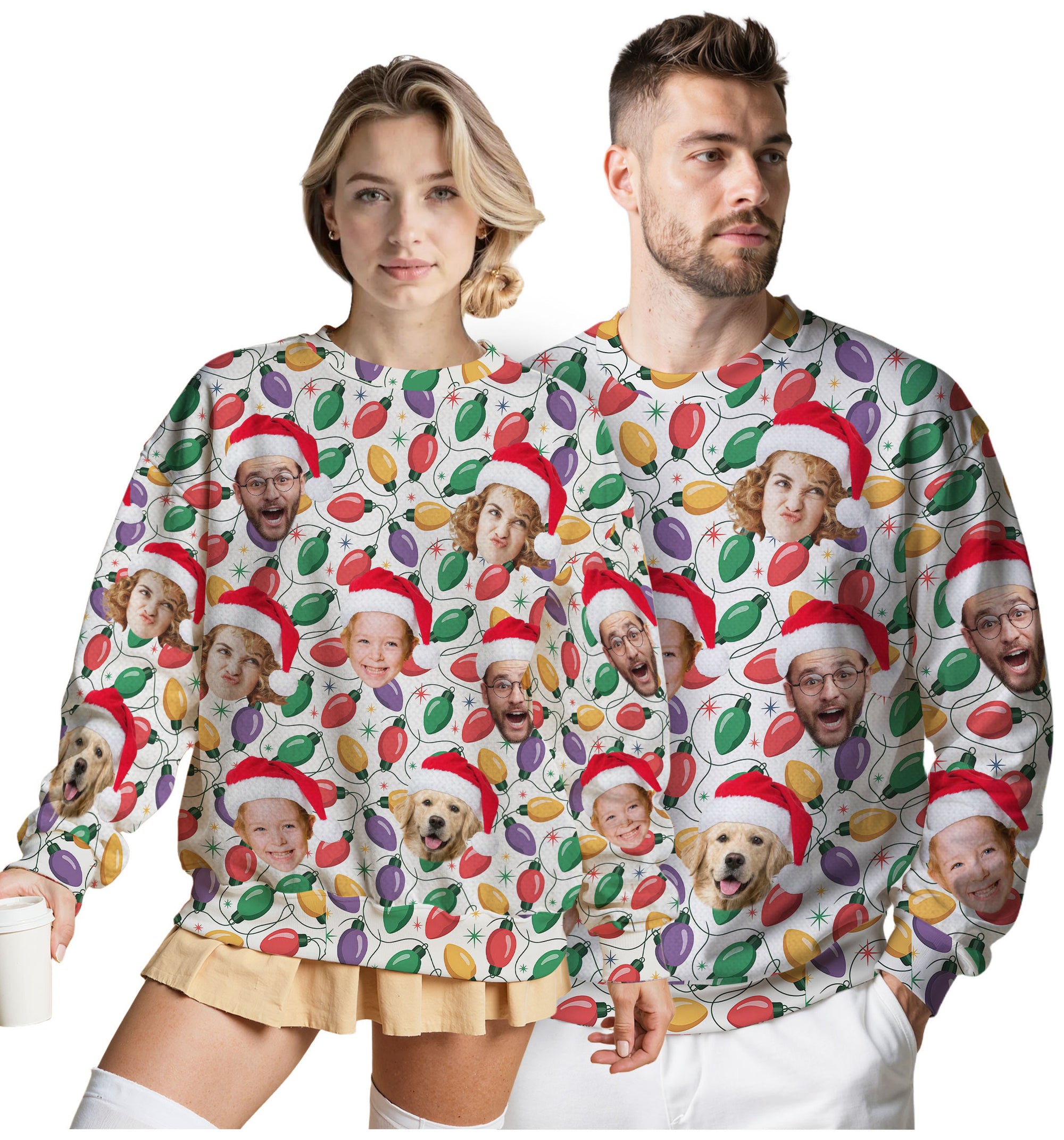 Custom Ugly Christmas Sweater for Men Women Couples Boyfriend Girlfriend Family Dad Mom, Custom Ugly Christmas Sweater with Face Photo, Personalized Sweatshirt with Picture Funny Xmas Gift ST28