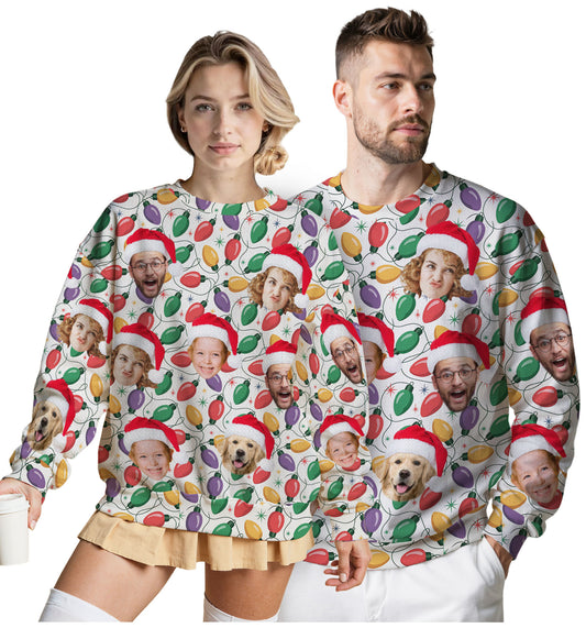 Custom Ugly Christmas Sweater for Men Women Couples Boyfriend Girlfriend Family Dad Mom, Custom Ugly Christmas Sweater with Face Photo, Personalized Sweatshirt with Picture Funny Xmas Gift ST28