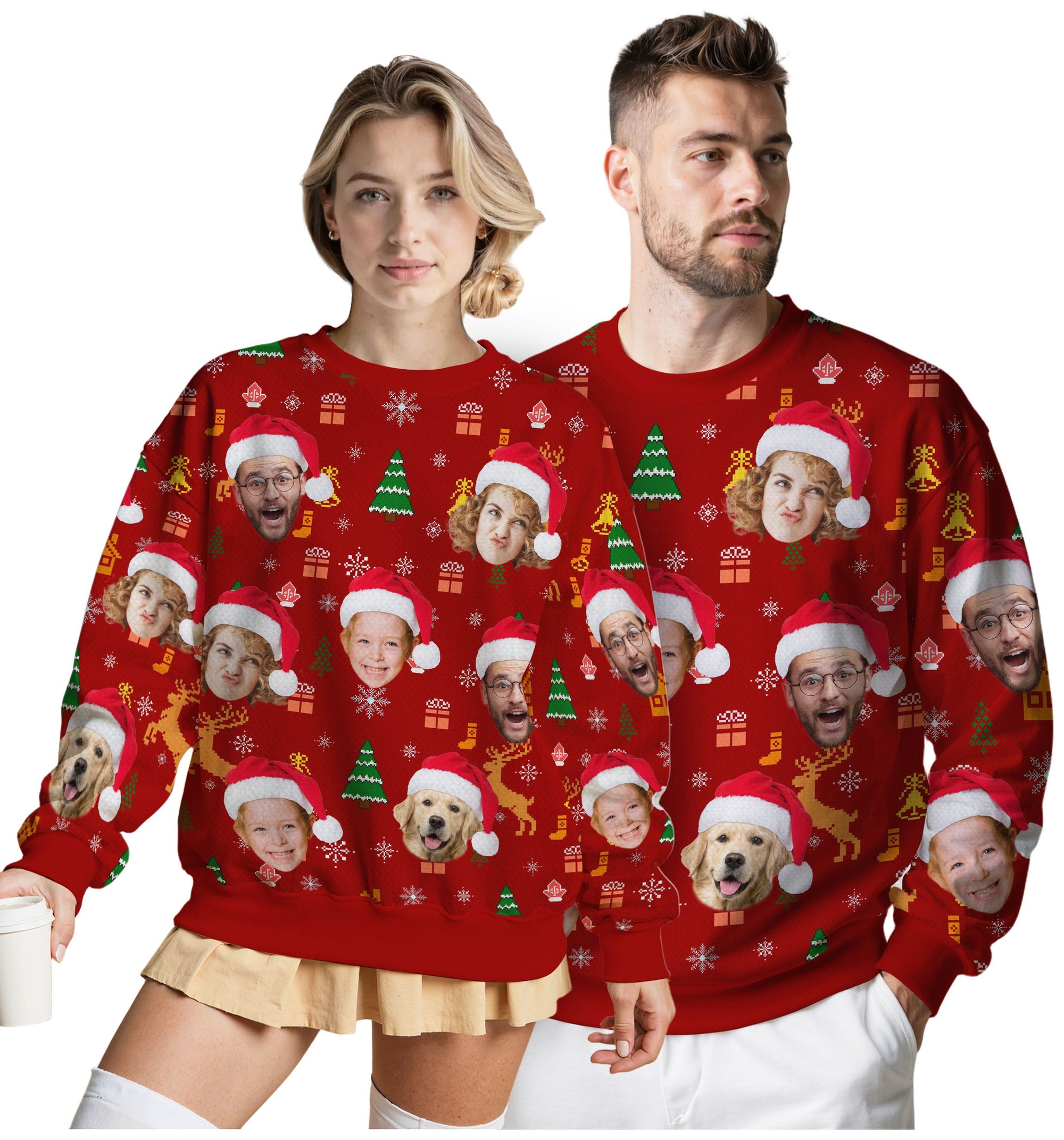 Custom Ugly Christmas Sweater for Men Women Couples Boyfriend Girlfriend Family Dad Mom, Custom Ugly Christmas Sweater with Face Photo, Personalized Sweatshirt with Picture Funny Xmas Gift ST30