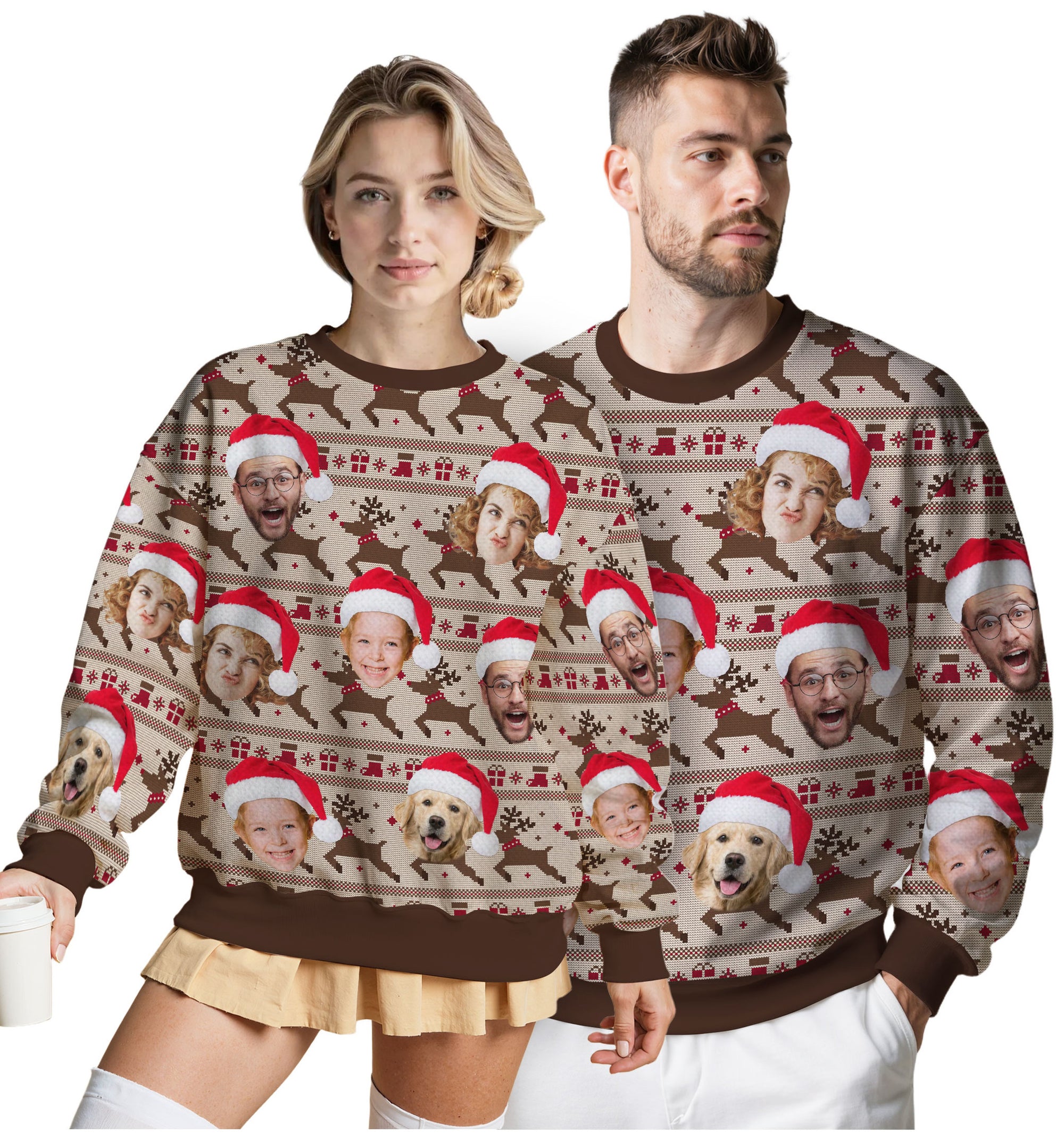 Custom Ugly Christmas Sweater for Men Women Couples Boyfriend Girlfriend Family Dad Mom, Custom Ugly Christmas Sweater with Face Photo, Personalized Sweatshirt with Picture Funny Xmas Gift ST31