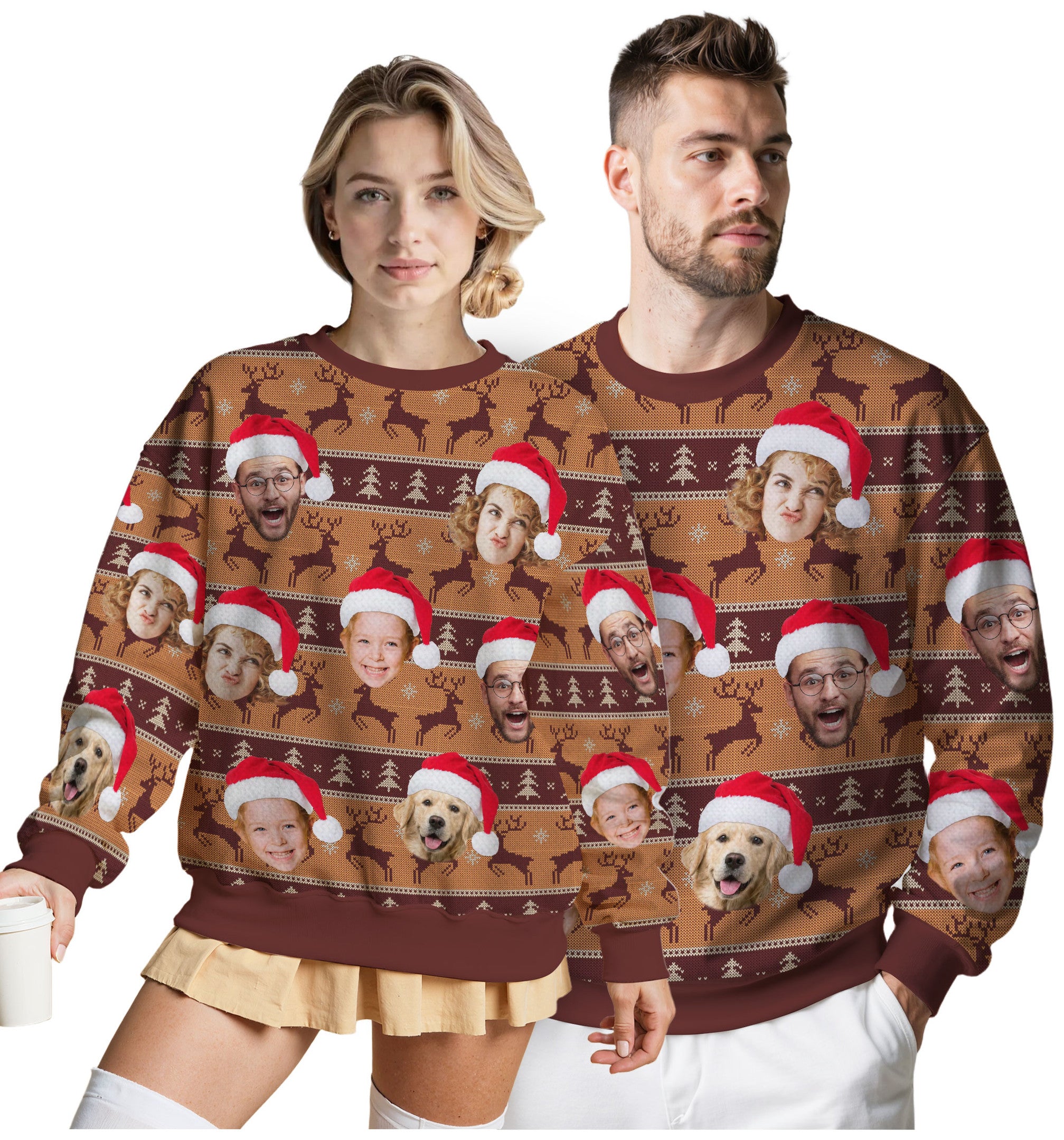 Custom Ugly Christmas Sweater for Men Women Couples Boyfriend Girlfriend Family Dad Mom, Custom Ugly Christmas Sweater with Face Photo, Personalized Sweatshirt with Picture Funny Xmas Gift ST32