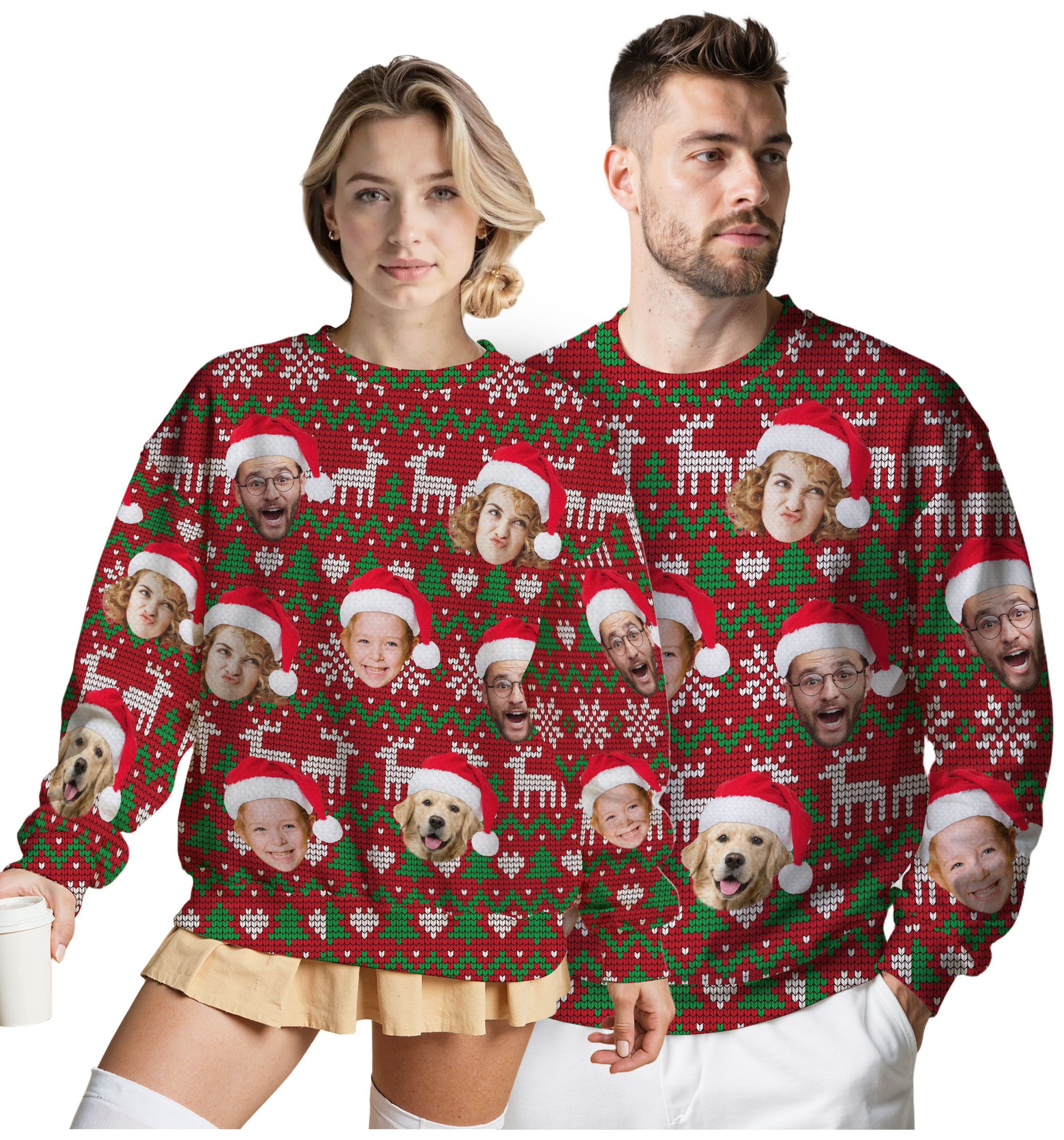 Custom Ugly Christmas Sweater for Men Women Couples Boyfriend Girlfriend Family Dad Mom, Custom Ugly Christmas Sweater with Face Photo, Personalized Sweatshirt with Picture Funny Xmas Gift ST33