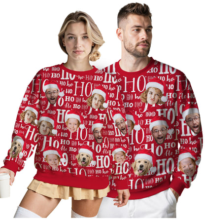 Custom Ugly Christmas Sweater for Men Women Couples Boyfriend Girlfriend Family Dad Mom, Custom Ugly Christmas Sweater with Face Photo, Personalized Sweatshirt with Picture Funny Xmas Gift ST34