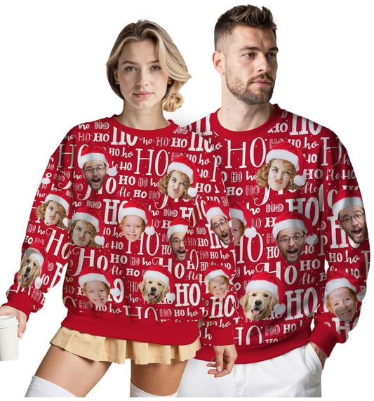 Custom Ugly Christmas Sweater for Men Women Couples Boyfriend Girlfriend Family Dad Mom, Custom Ugly Christmas Sweater with Face Photo, Personalized Sweatshirt with Picture Funny Xmas Gift ST34