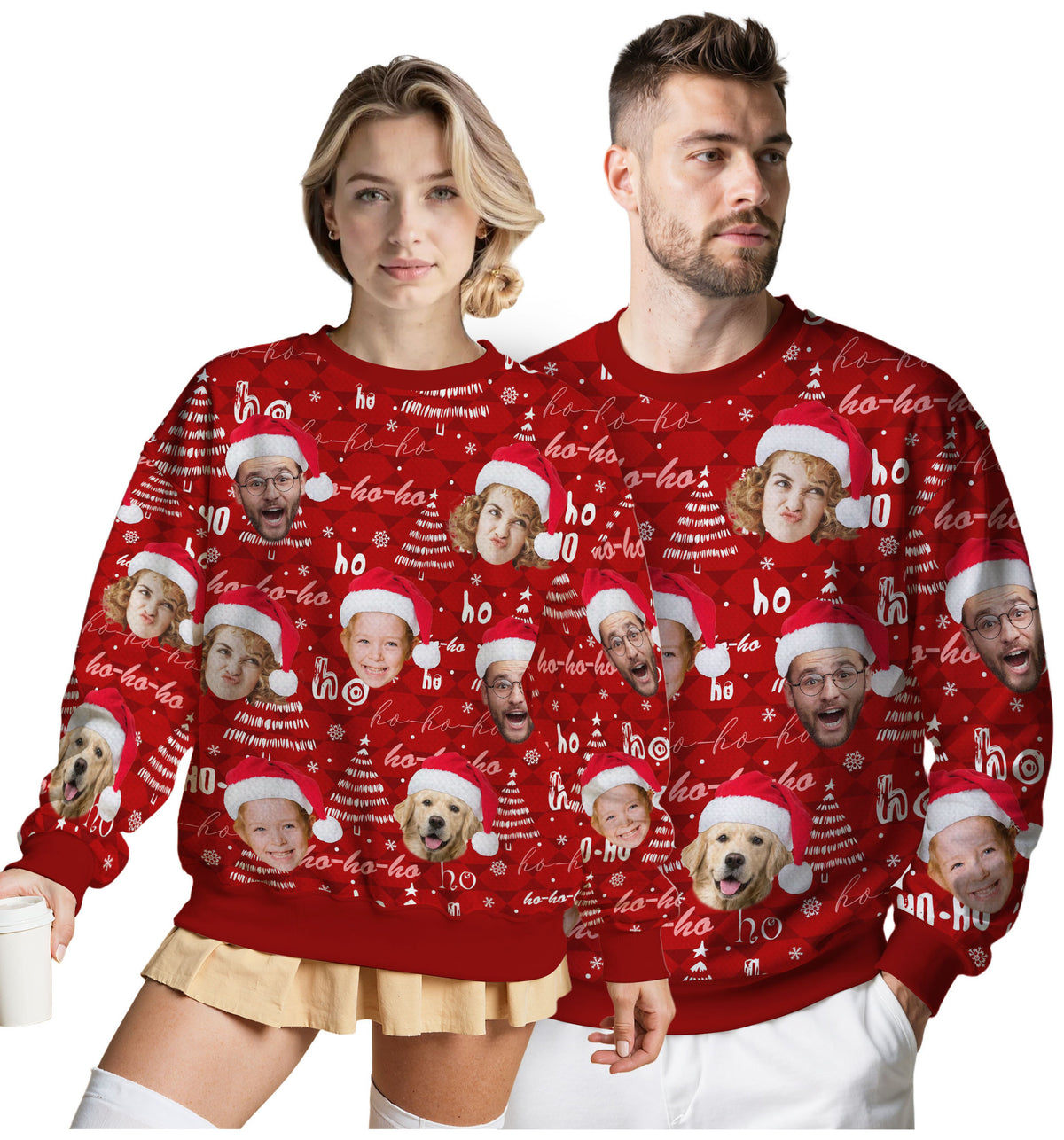 Custom Ugly Christmas Sweater for Men Women Couples Boyfriend Girlfriend Family Dad Mom, Custom Ugly Christmas Sweater with Face Photo, Personalized Sweatshirt with Picture Funny Xmas Gift ST35