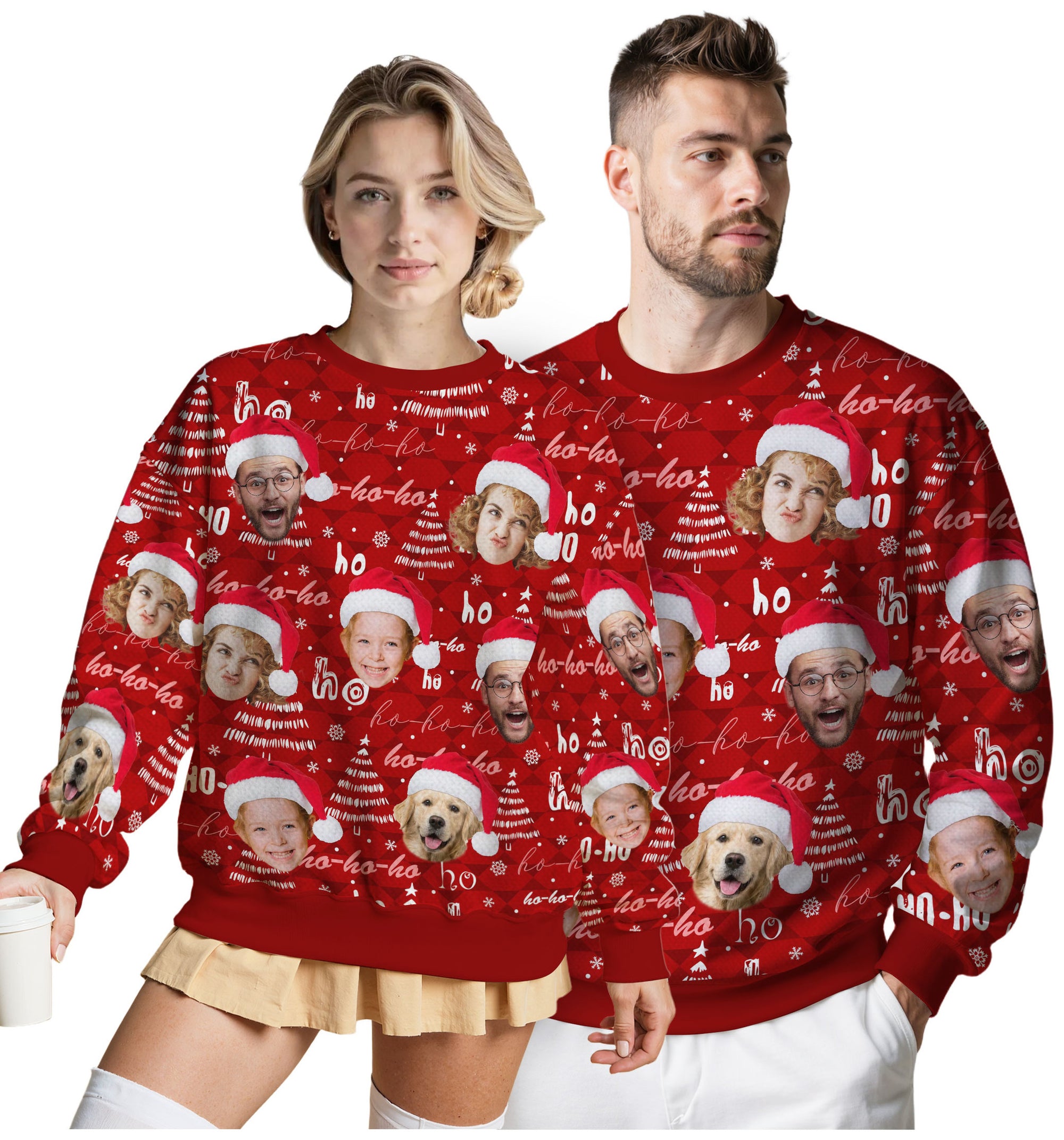 Custom Ugly Christmas Sweater for Men Women Couples Boyfriend Girlfriend Family Dad Mom, Custom Ugly Christmas Sweater with Face Photo, Personalized Sweatshirt with Picture Funny Xmas Gift ST35