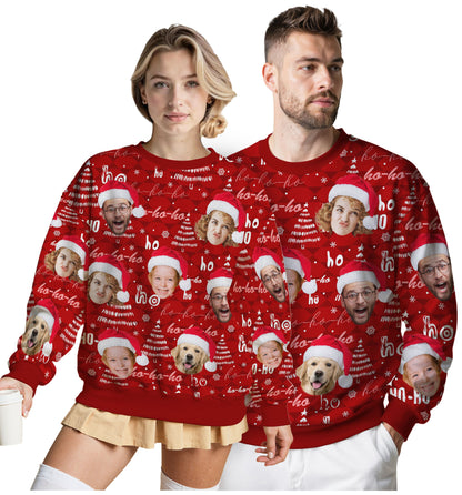 Custom Ugly Christmas Sweater for Men Women Couples Boyfriend Girlfriend Family Dad Mom, Custom Ugly Christmas Sweater with Face Photo, Personalized Sweatshirt with Picture Funny Xmas Gift ST35