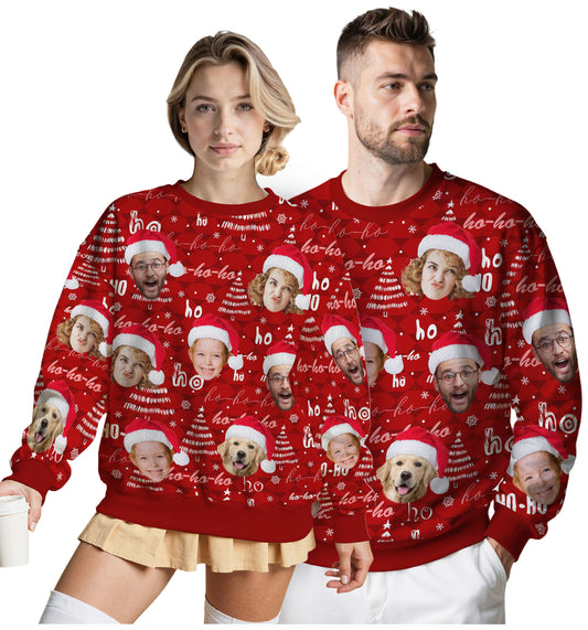 Custom Ugly Christmas Sweater for Men Women Couples Boyfriend Girlfriend Family Dad Mom, Custom Ugly Christmas Sweater with Face Photo, Personalized Sweatshirt with Picture Funny Xmas Gift ST35