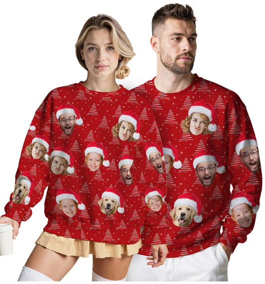Custom Ugly Christmas Sweater for Men Women Couples Boyfriend Girlfriend Family Dad Mom, Custom Ugly Christmas Sweater with Face Photo, Personalized Sweatshirt with Picture Funny Xmas Gift ST36