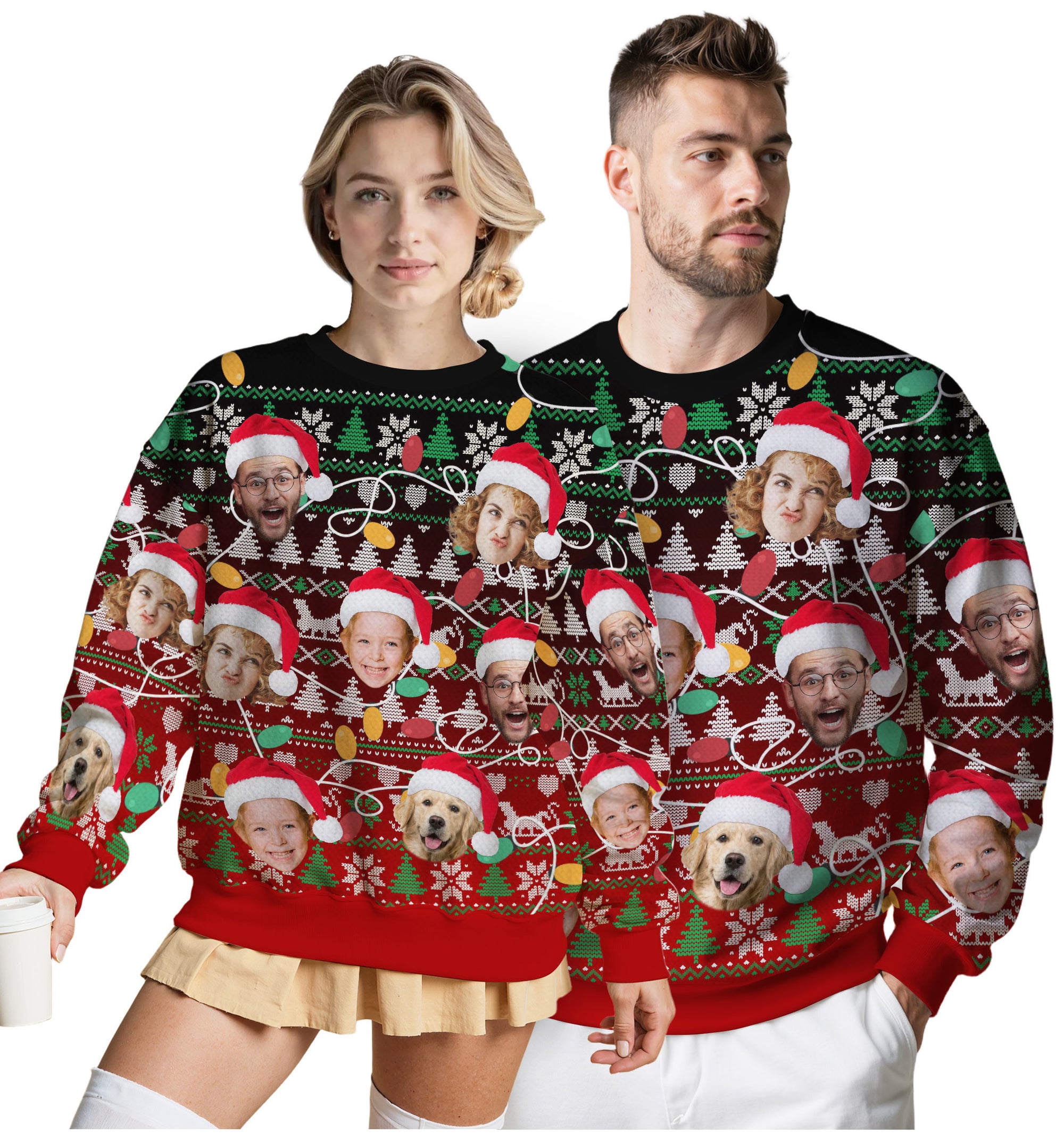 Custom Ugly Christmas Sweater for Men Women Couples Boyfriend Girlfriend Family Dad Mom, Custom Ugly Christmas Sweater with Face Photo, Personalized Sweatshirt with Picture Funny Xmas Gift ST37