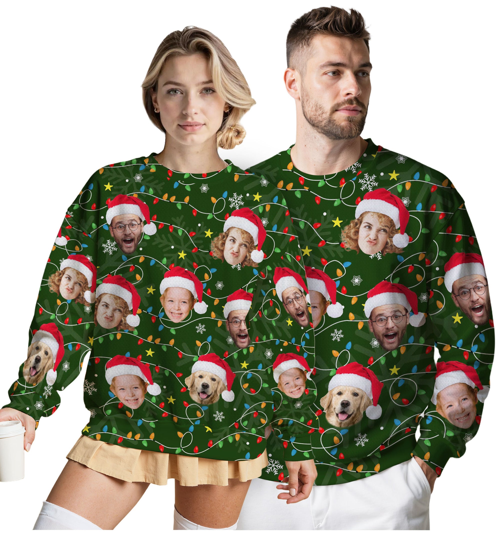 Custom Ugly Christmas Sweater for Men Women Couples Boyfriend Girlfriend Family Dad Mom, Custom Ugly Christmas Sweater with Face Photo, Personalized Sweatshirt with Picture Funny Xmas Gift ST38