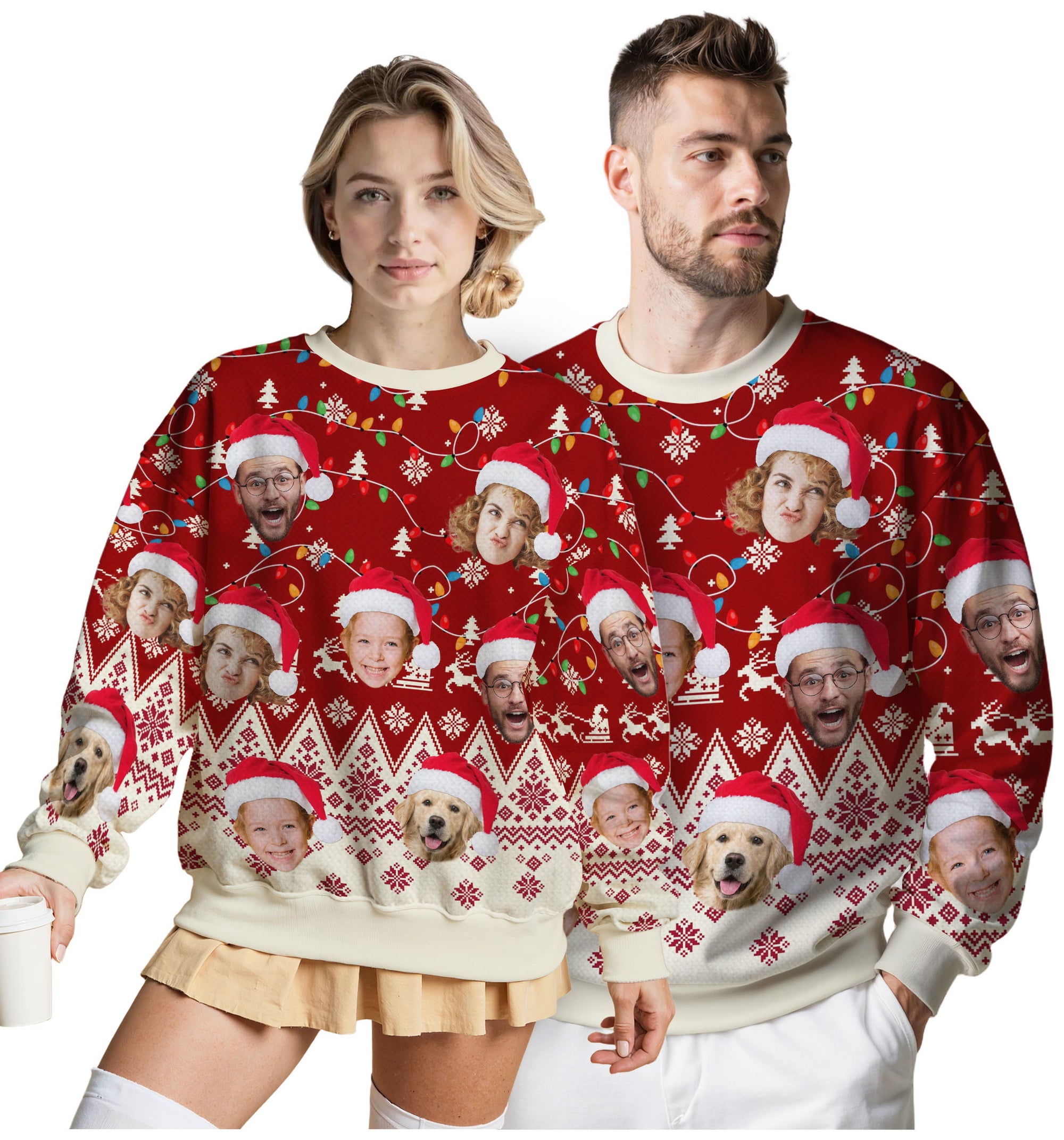 Custom Ugly Christmas Sweater for Men Women Couples Boyfriend Girlfriend Family Dad Mom, Custom Ugly Christmas Sweater with Face Photo, Personalized Sweatshirt with Picture Funny Xmas Gift ST39