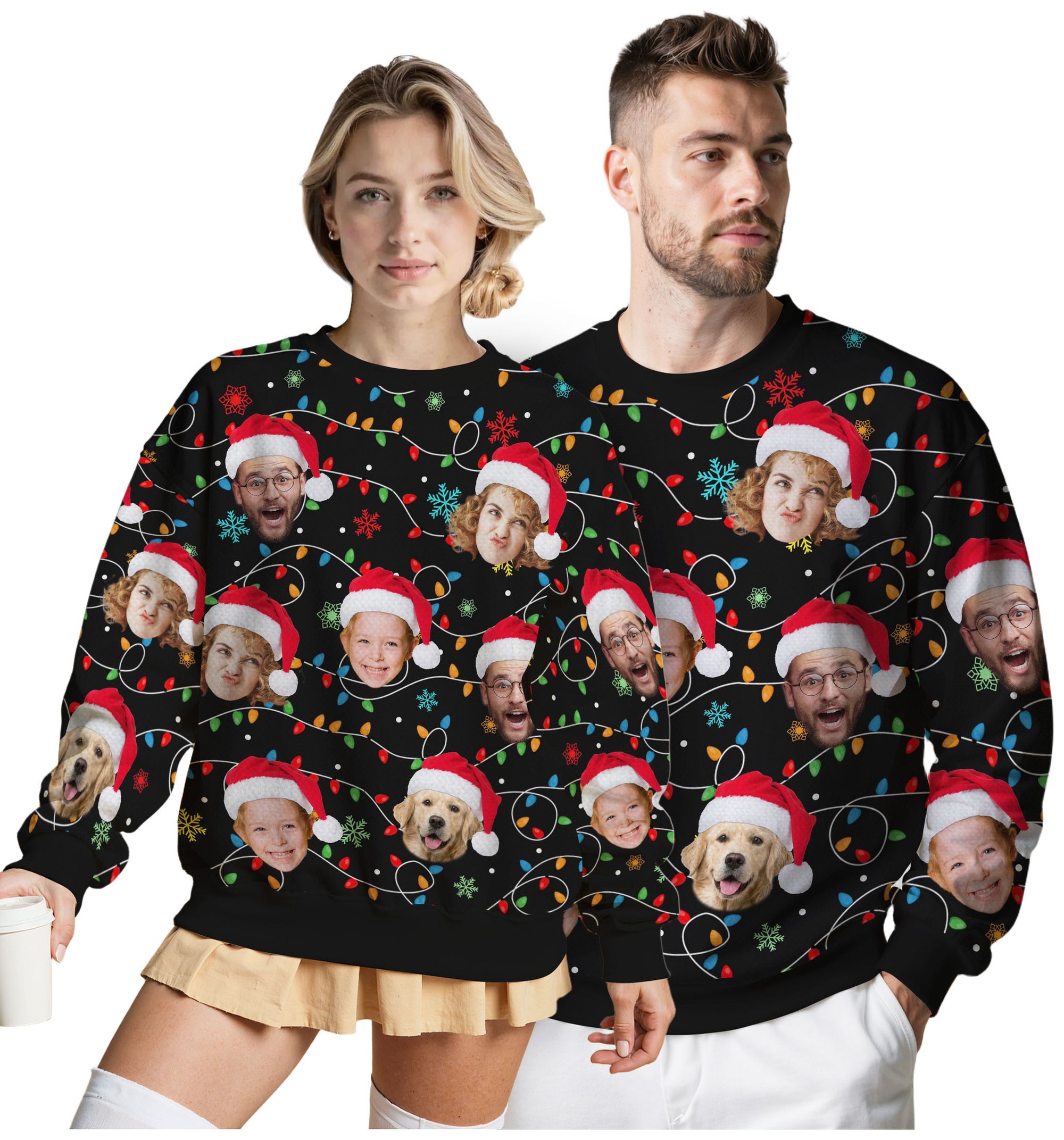 Custom Ugly Christmas Sweater for Men Women Couples Boyfriend Girlfriend Family Dad Mom, Custom Ugly Christmas Sweater with Face Photo, Personalized Sweatshirt with Picture Funny Xmas Gift ST40