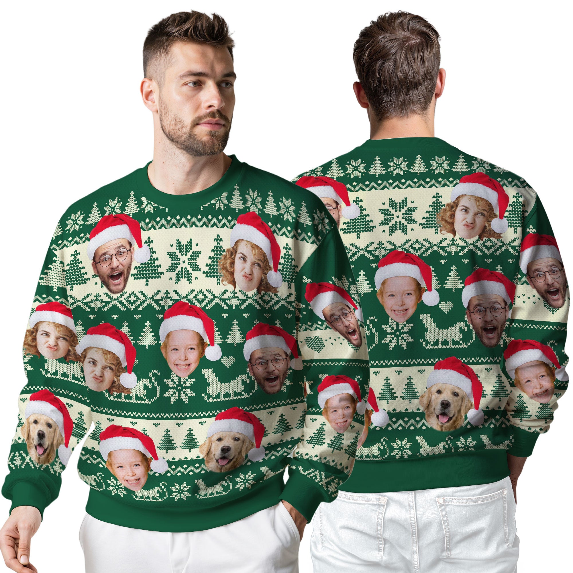 Custom Ugly Christmas Sweater for Men Women Couples Boyfriend Girlfriend Family Dad Mom, Custom Ugly Christmas Sweater with Face Photo, Personalized Sweatshirt with Picture Funny Xmas Gift ST2