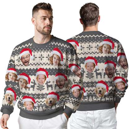 Custom Ugly Christmas Sweater for Men Women Couples Boyfriend Girlfriend Family Dad Mom, Custom Ugly Christmas Sweater with Face Photo, Personalized Sweatshirt with Picture Funny Xmas Gift ST3