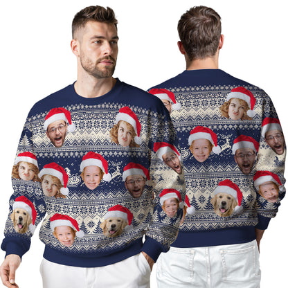 Custom Ugly Christmas Sweater for Men Women Couples Boyfriend Girlfriend Family Dad Mom, Custom Ugly Christmas Sweater with Face Photo, Personalized Sweatshirt with Picture Funny Xmas Gift ST4