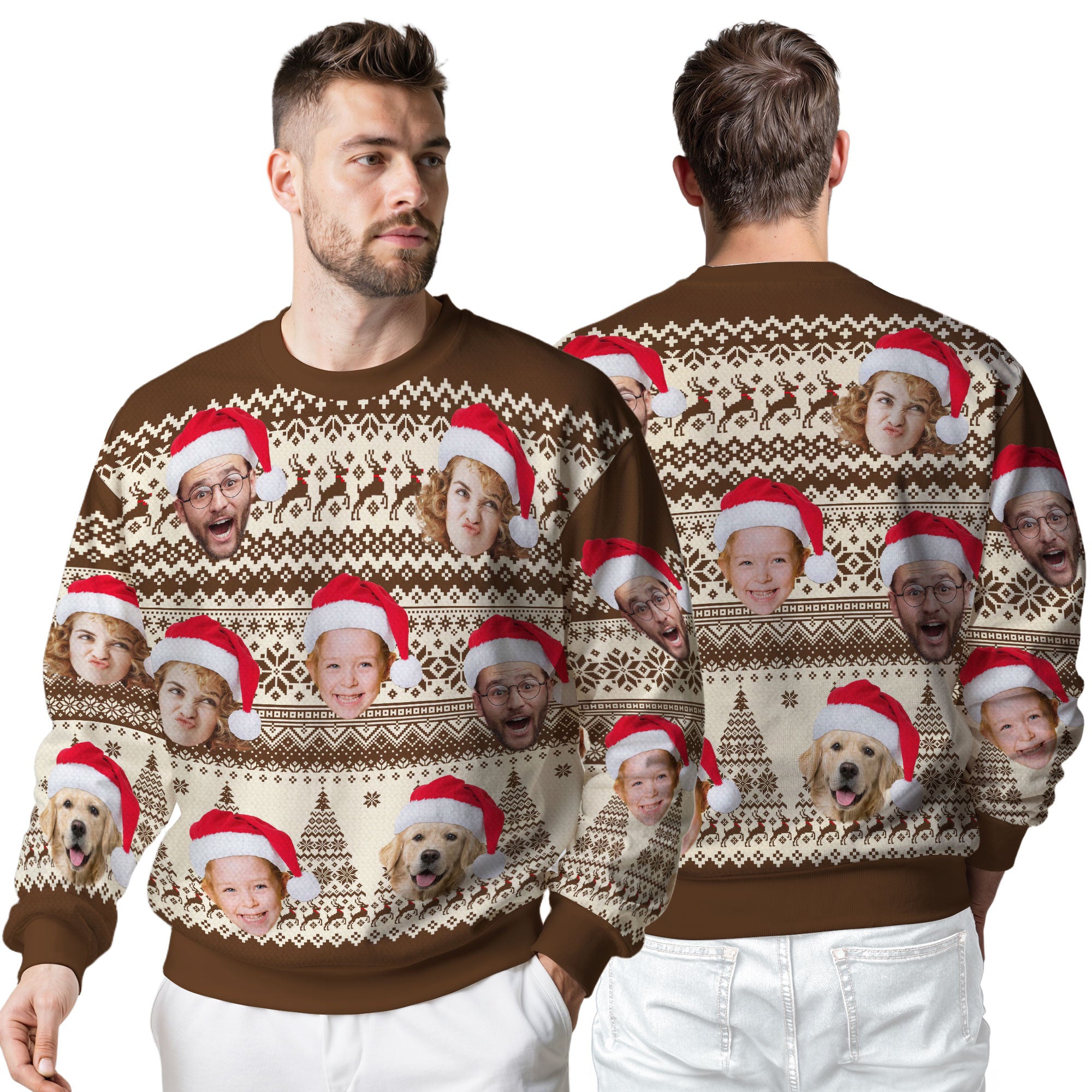 Custom Ugly Christmas Sweater for Men Women Couples Boyfriend Girlfriend Family Dad Mom, Custom Ugly Christmas Sweater with Face Photo, Personalized Sweatshirt with Picture Funny Xmas Gift ST5