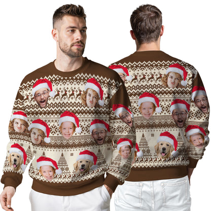 Custom Ugly Christmas Sweater for Men Women Couples Boyfriend Girlfriend Family Dad Mom, Custom Ugly Christmas Sweater with Face Photo, Personalized Sweatshirt with Picture Funny Xmas Gift ST5