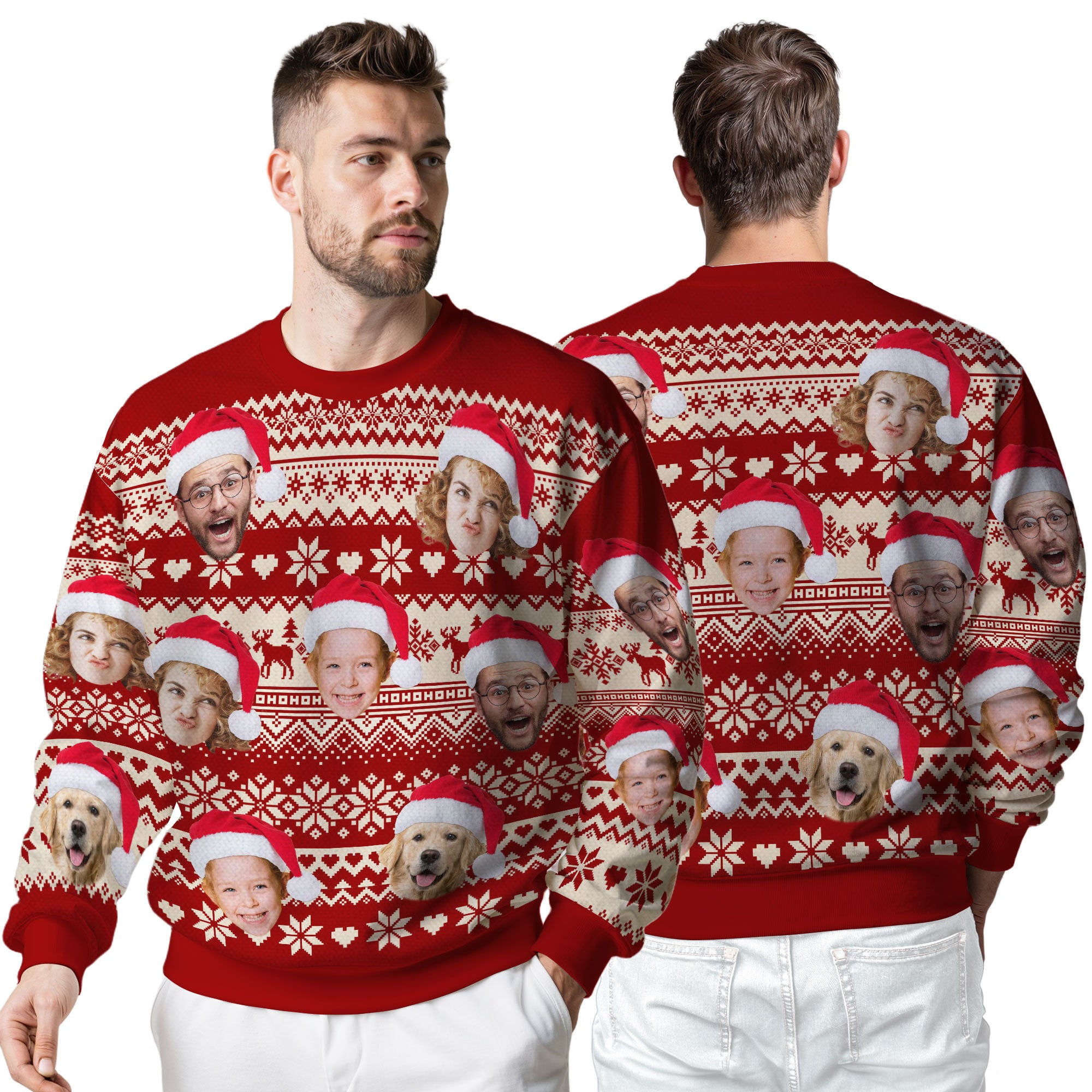 Custom Ugly Christmas Sweater for Men Women Couples Boyfriend Girlfriend Family Dad Mom, Custom Ugly Christmas Sweater with Face Photo, Personalized Sweatshirt with Picture Funny Xmas Gift ST6