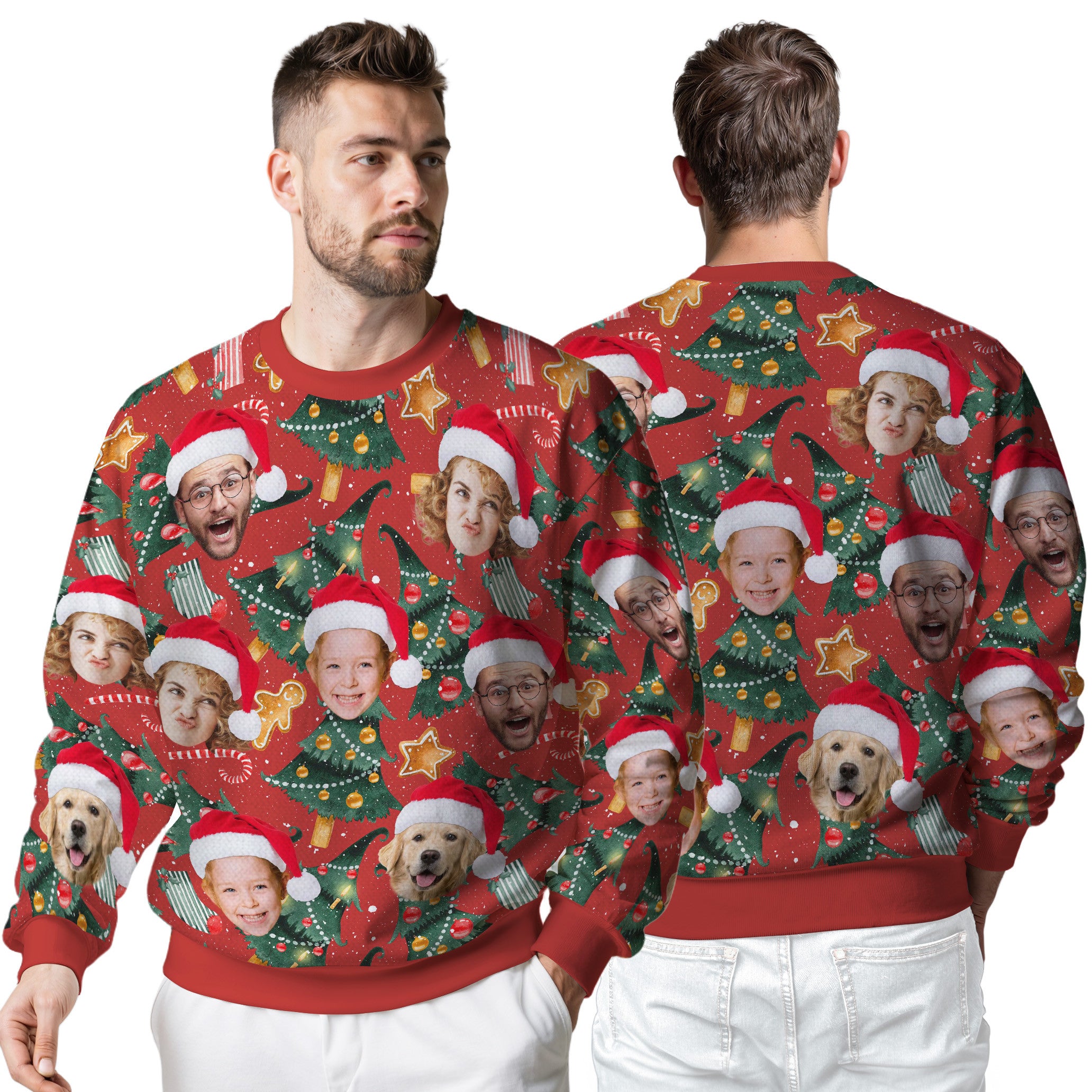 Custom Ugly Christmas Sweater for Men Women Couples Boyfriend Girlfriend Family Dad Mom, Custom Ugly Christmas Sweater with Face Photo, Personalized Sweatshirt with Picture Funny Xmas Gift ST8