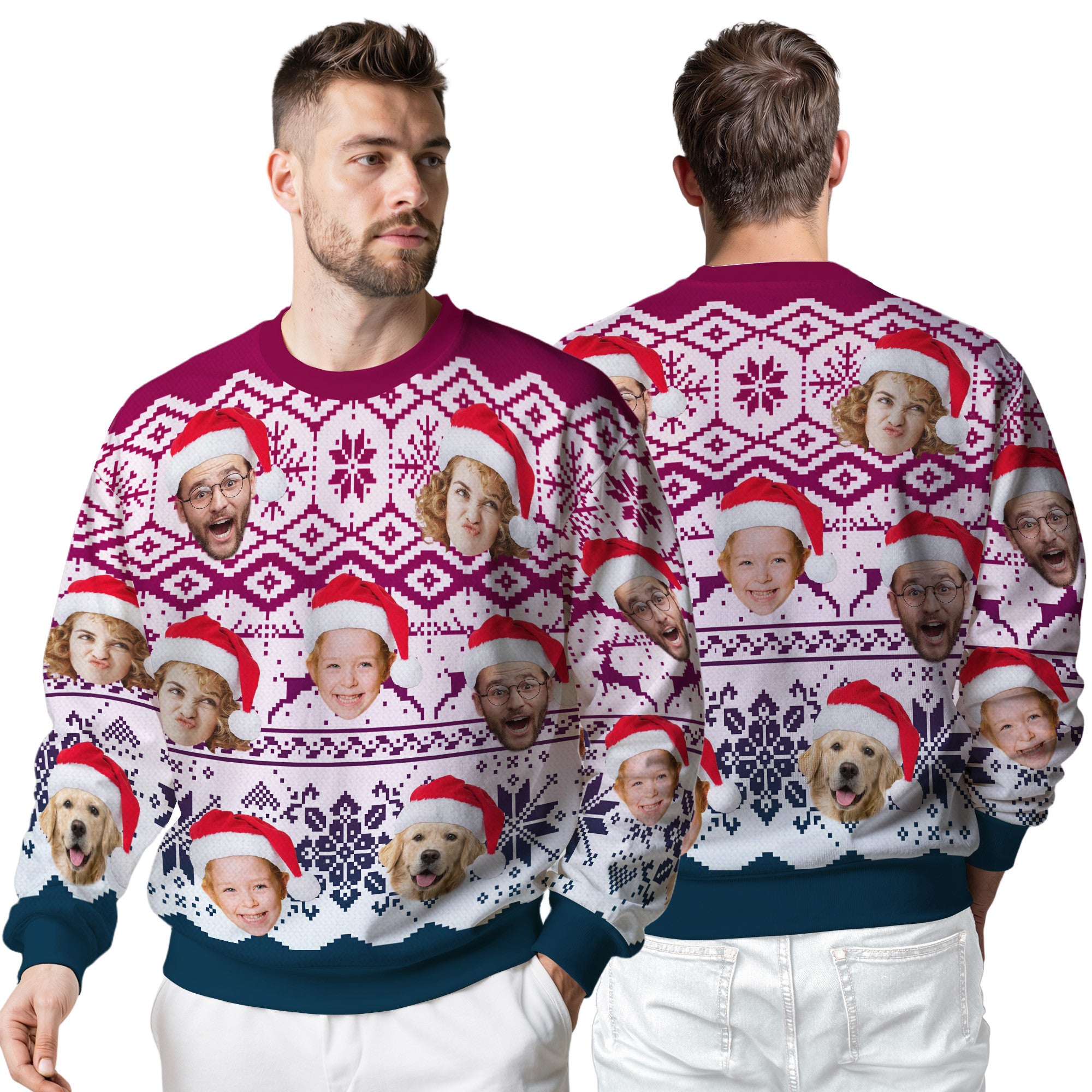 Custom Ugly Christmas Sweater for Men Women Couples Boyfriend Girlfriend Family Dad Mom, Custom Ugly Christmas Sweater with Face Photo, Personalized Sweatshirt with Picture Funny Xmas Gift ST9