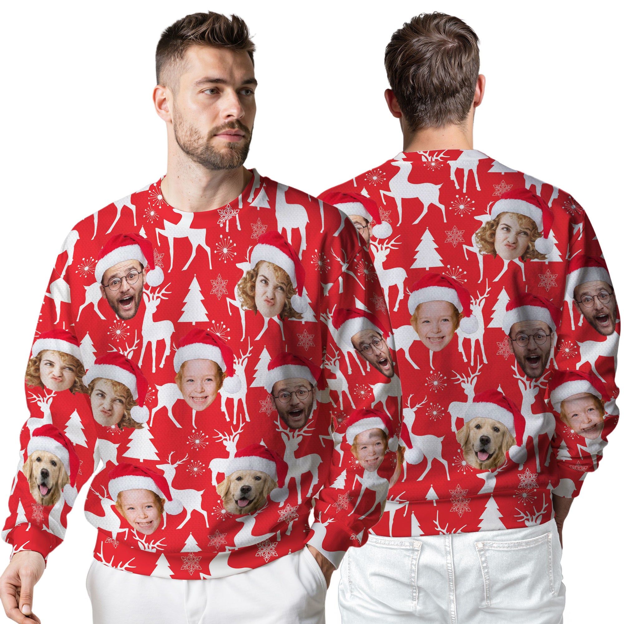 Custom Ugly Christmas Sweater for Men Women Couples Boyfriend Girlfriend Family Dad Mom, Custom Ugly Christmas Sweater with Face Photo, Personalized Sweatshirt with Picture Funny Xmas Gift ST10