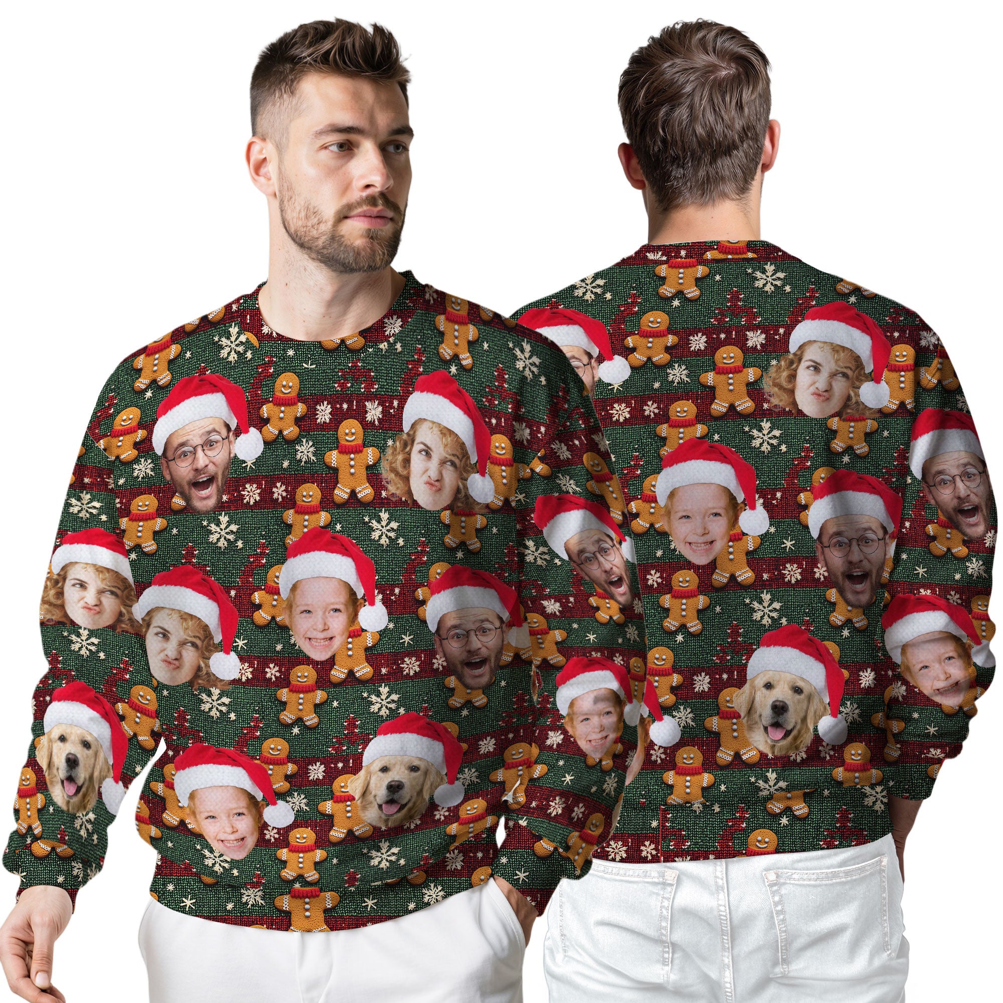 Custom Ugly Christmas Sweater for Men Women Couples Boyfriend Girlfriend Family Dad Mom, Custom Ugly Christmas Sweater with Face Photo, Personalized Sweatshirt with Picture Funny Xmas Gift ST11