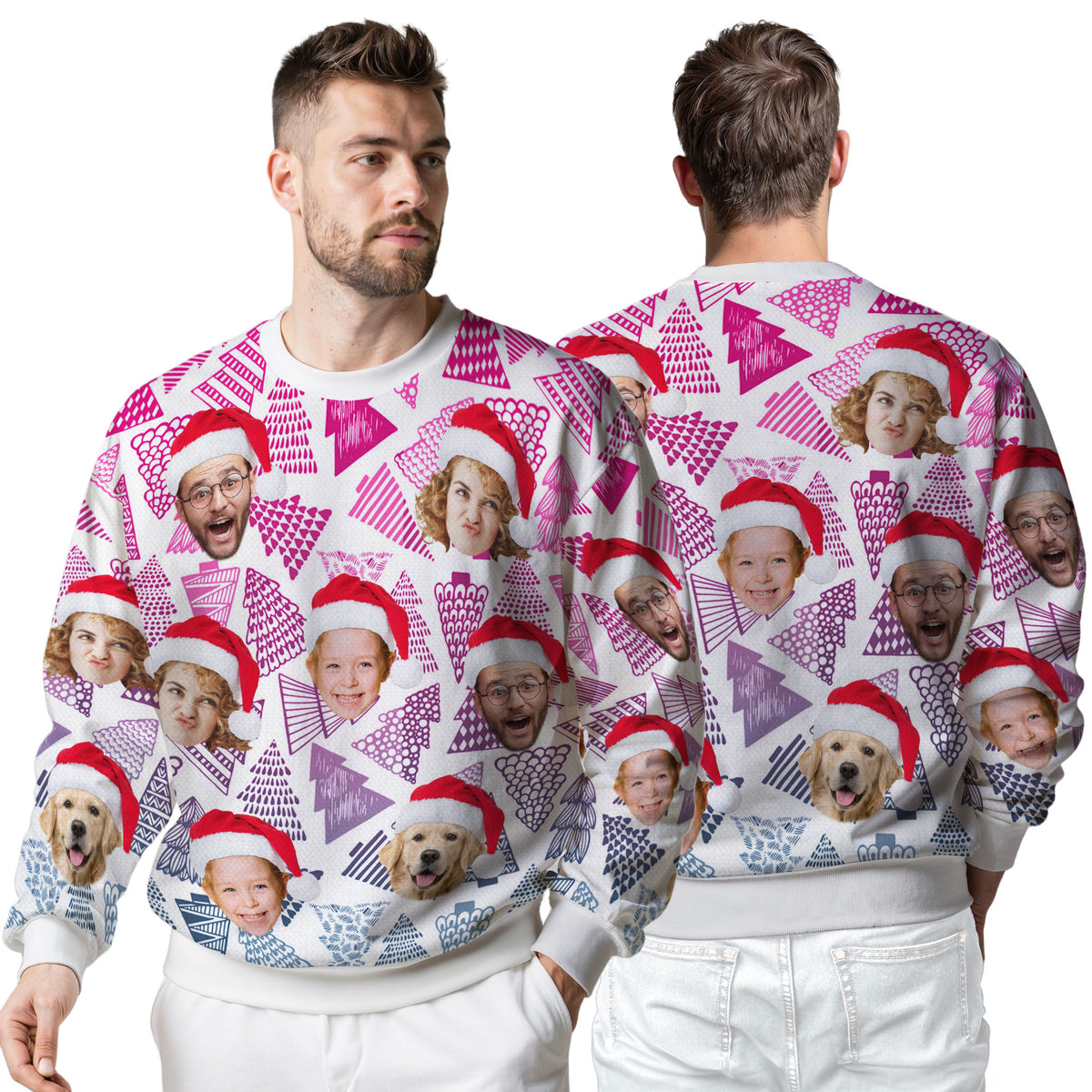 Custom Ugly Christmas Sweater for Men Women Couples Boyfriend Girlfriend Family Dad Mom, Custom Ugly Christmas Sweater with Face Photo, Personalized Sweatshirt with Picture Funny Xmas Gift ST15