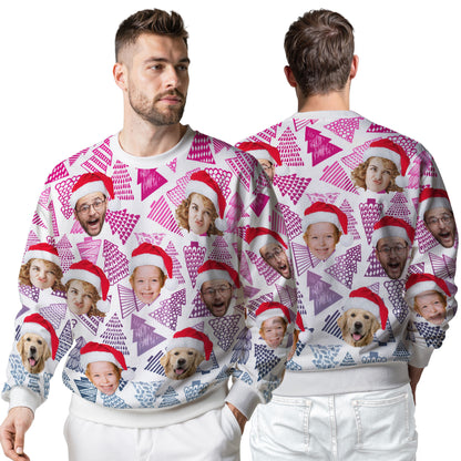 Custom Ugly Christmas Sweater for Men Women Couples Boyfriend Girlfriend Family Dad Mom, Custom Ugly Christmas Sweater with Face Photo, Personalized Sweatshirt with Picture Funny Xmas Gift ST15