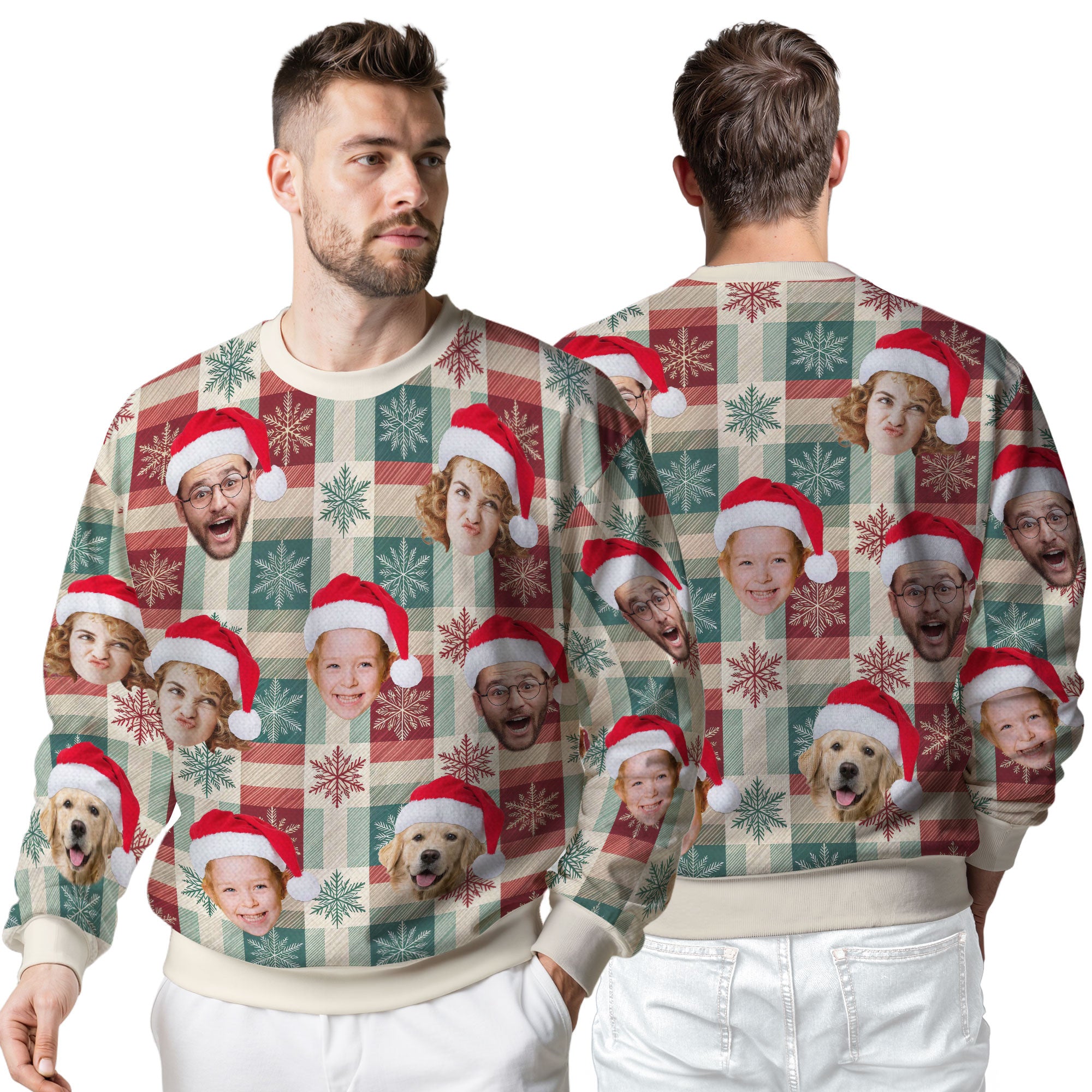 Custom Ugly Christmas Sweater for Men Women Couples Boyfriend Girlfriend Family Dad Mom, Custom Ugly Christmas Sweater with Face Photo, Personalized Sweatshirt with Picture Funny Xmas Gift ST16