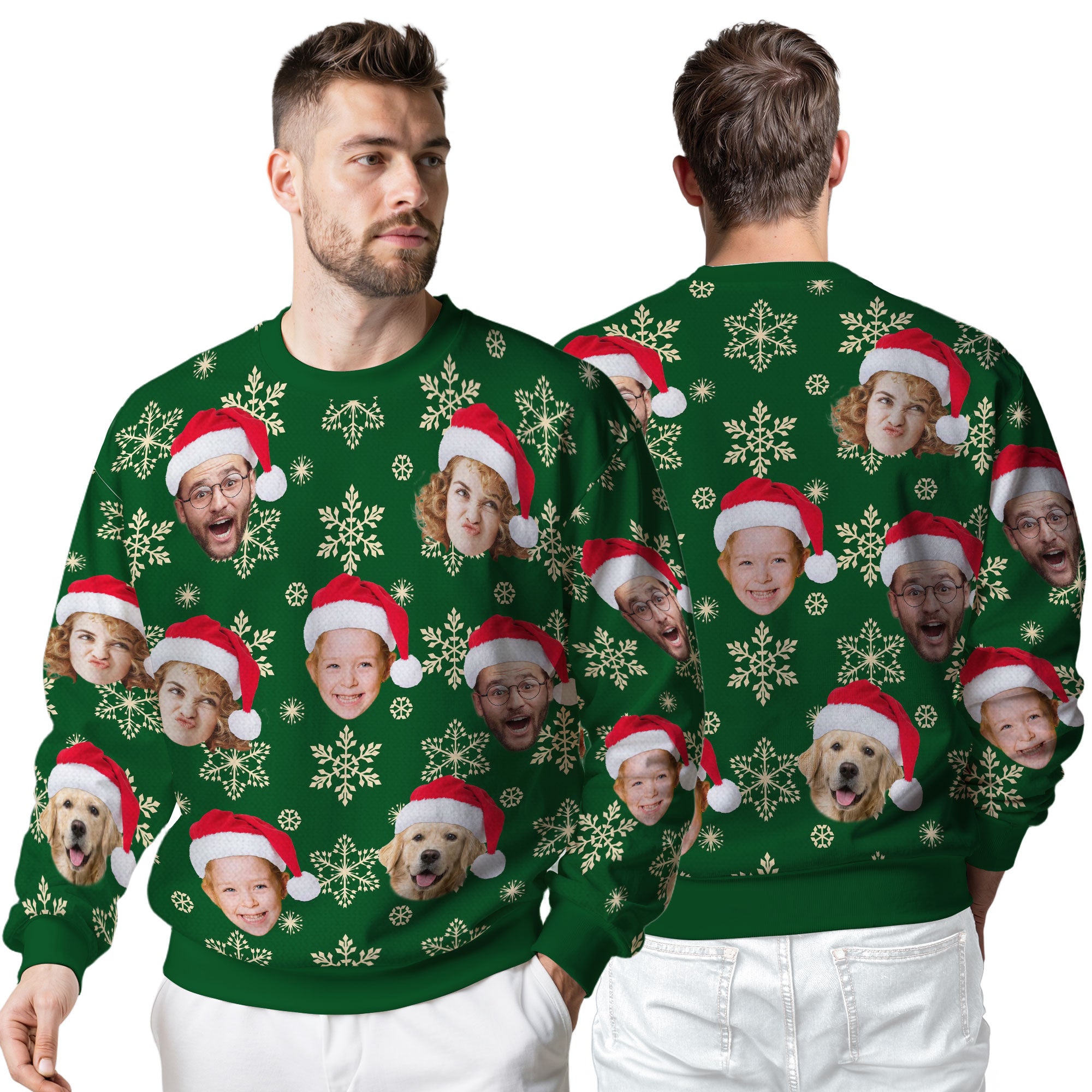 Custom Ugly Christmas Sweater for Men Women Couples Boyfriend Girlfriend Family Dad Mom, Custom Ugly Christmas Sweater with Face Photo, Personalized Sweatshirt with Picture Funny Xmas Gift ST17