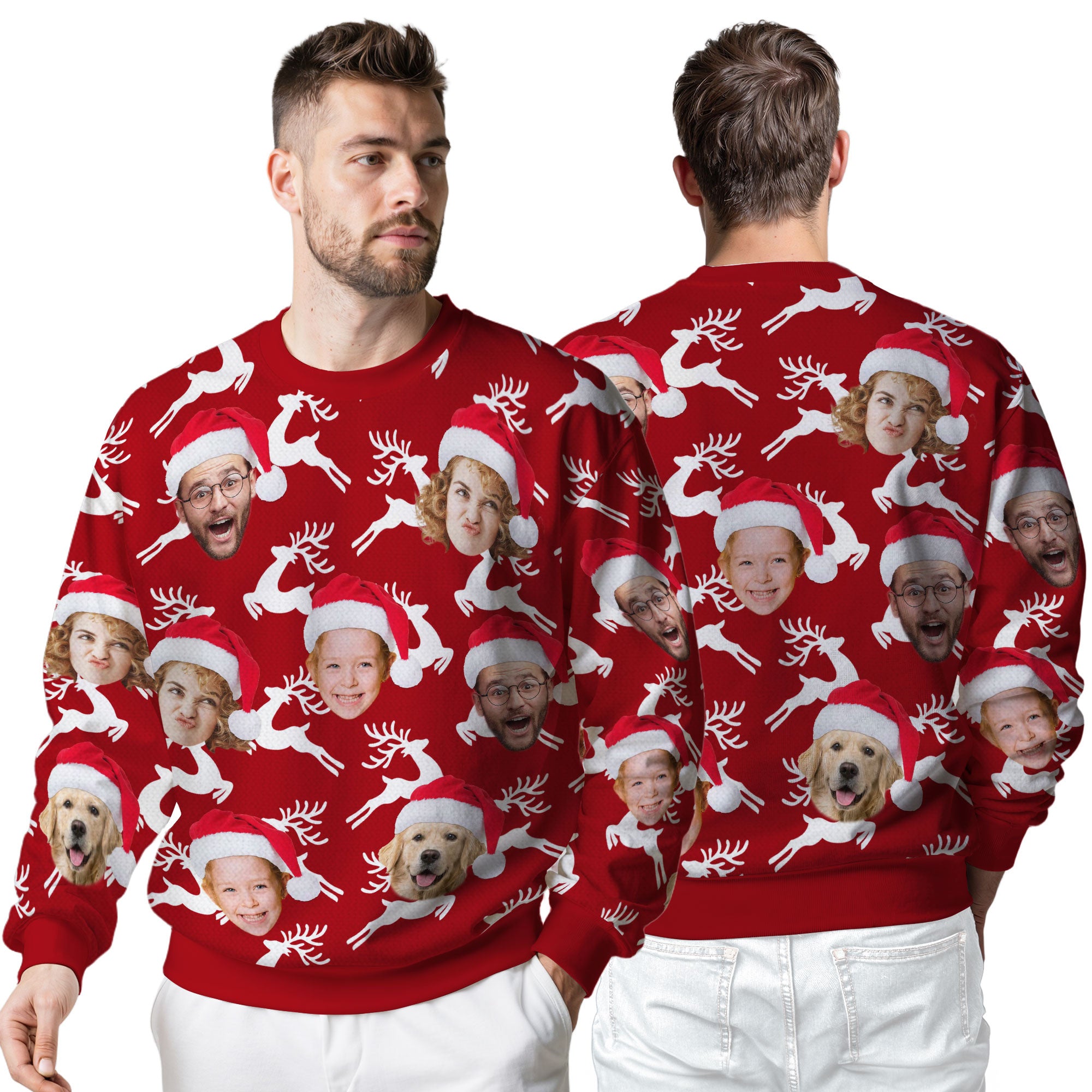 Custom Ugly Christmas Sweater for Men Women Couples Boyfriend Girlfriend Family Dad Mom, Custom Ugly Christmas Sweater with Face Photo, Personalized Sweatshirt with Picture Funny Xmas Gift ST20