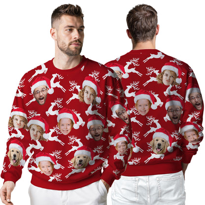 Custom Ugly Christmas Sweater for Men Women Couples Boyfriend Girlfriend Family Dad Mom, Custom Ugly Christmas Sweater with Face Photo, Personalized Sweatshirt with Picture Funny Xmas Gift ST20