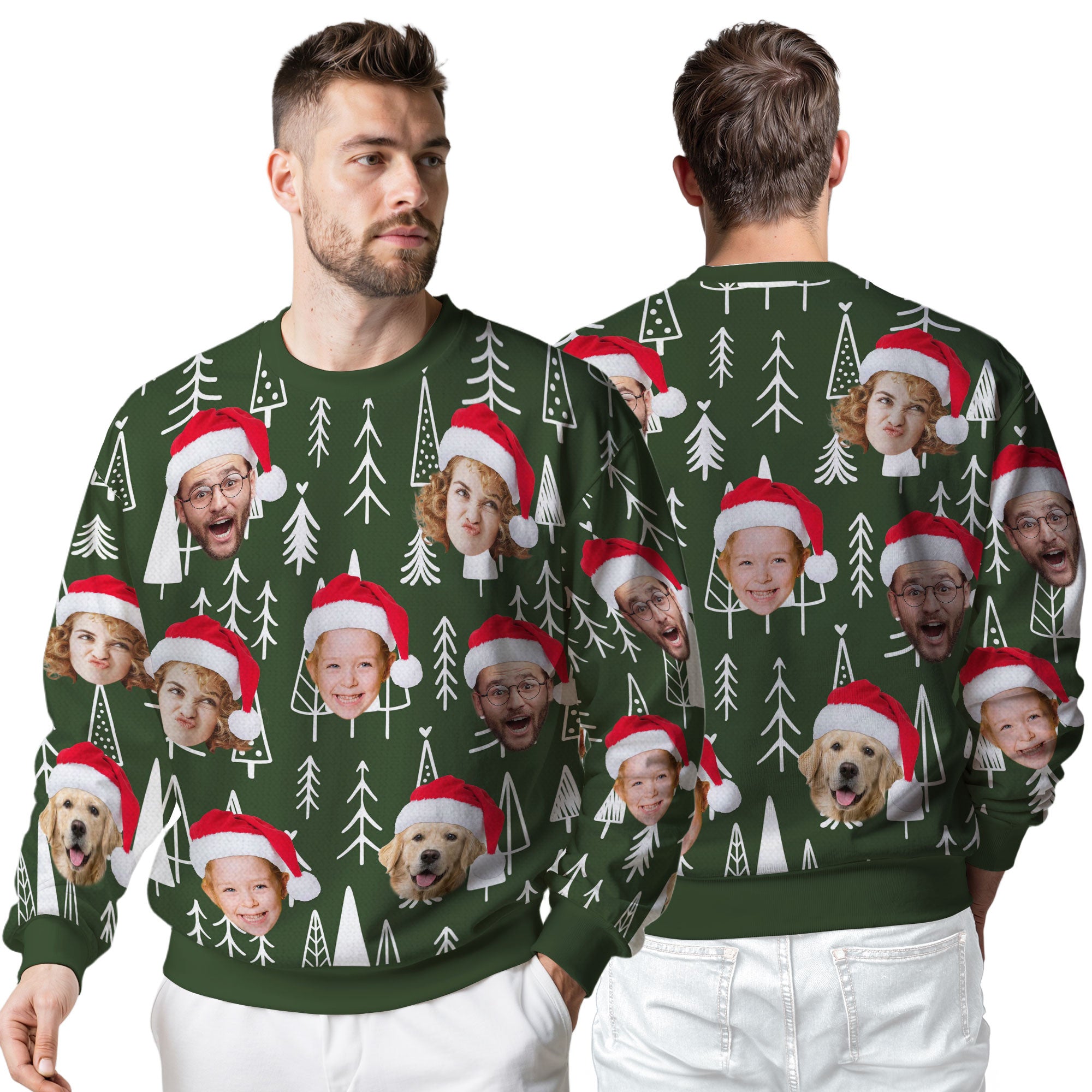 Custom Ugly Christmas Sweater for Men Women Couples Boyfriend Girlfriend Family Dad Mom, Custom Ugly Christmas Sweater with Face Photo, Personalized Sweatshirt with Picture Funny Xmas Gift ST21