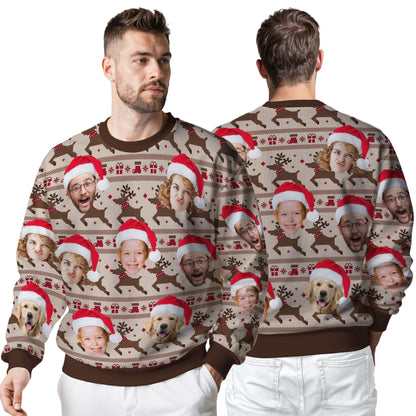 Custom Ugly Christmas Sweater for Men Women Couples Boyfriend Girlfriend Family Dad Mom, Custom Ugly Christmas Sweater with Face Photo, Personalized Sweatshirt with Picture Funny Xmas Gift ST31