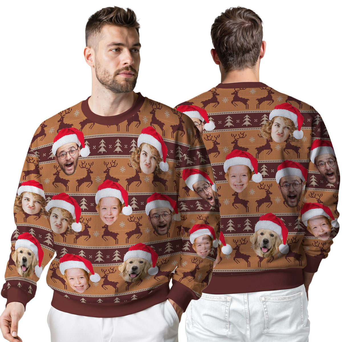 Custom Ugly Christmas Sweater for Men Women Couples Boyfriend Girlfriend Family Dad Mom, Custom Ugly Christmas Sweater with Face Photo, Personalized Sweatshirt with Picture Funny Xmas Gift ST32