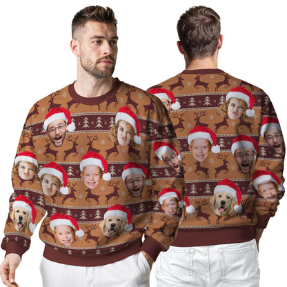 Custom Ugly Christmas Sweater for Men Women Couples Boyfriend Girlfriend Family Dad Mom, Custom Ugly Christmas Sweater with Face Photo, Personalized Sweatshirt with Picture Funny Xmas Gift ST32