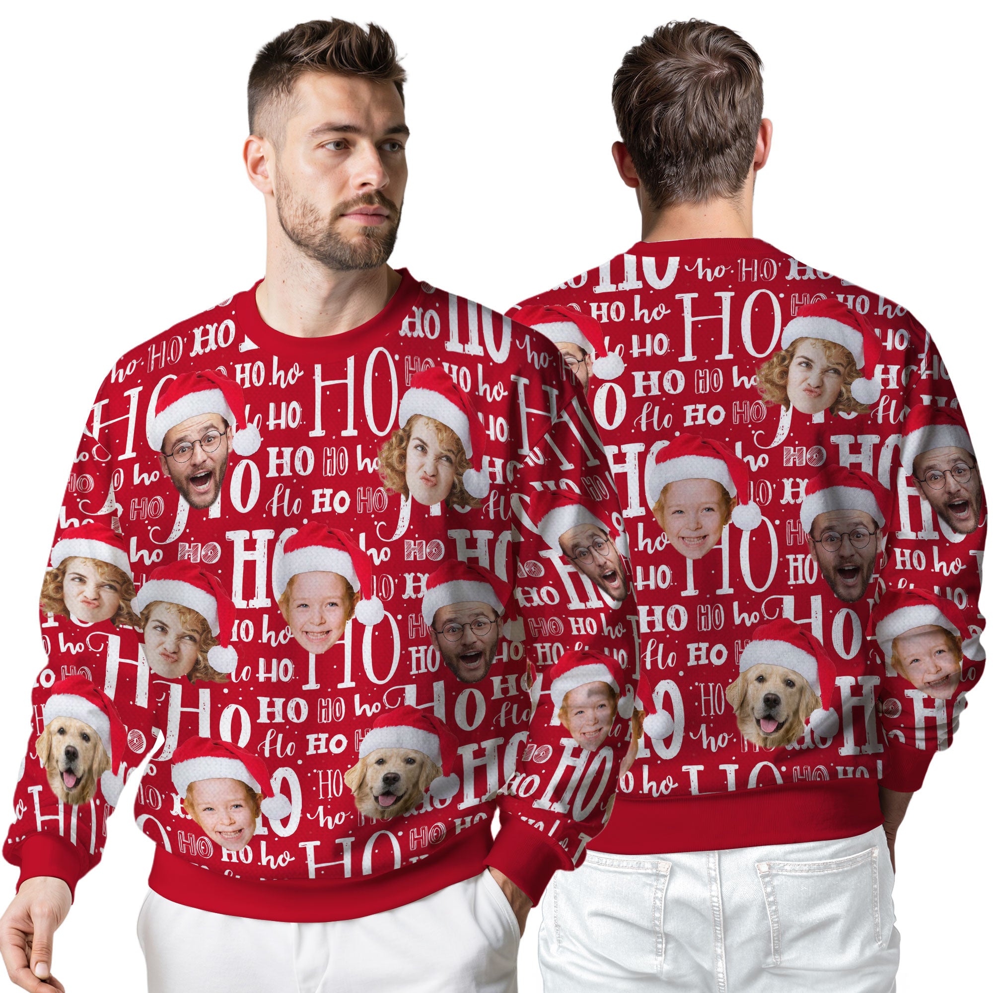 Custom Ugly Christmas Sweater for Men Women Couples Boyfriend Girlfriend Family Dad Mom, Custom Ugly Christmas Sweater with Face Photo, Personalized Sweatshirt with Picture Funny Xmas Gift ST34