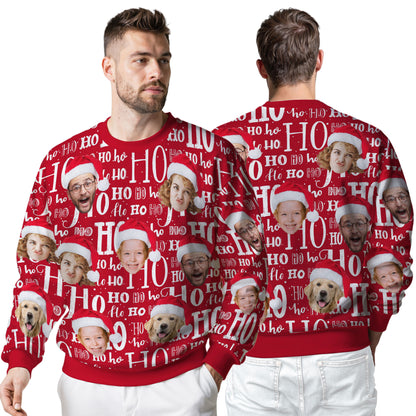 Custom Ugly Christmas Sweater for Men Women Couples Boyfriend Girlfriend Family Dad Mom, Custom Ugly Christmas Sweater with Face Photo, Personalized Sweatshirt with Picture Funny Xmas Gift ST34