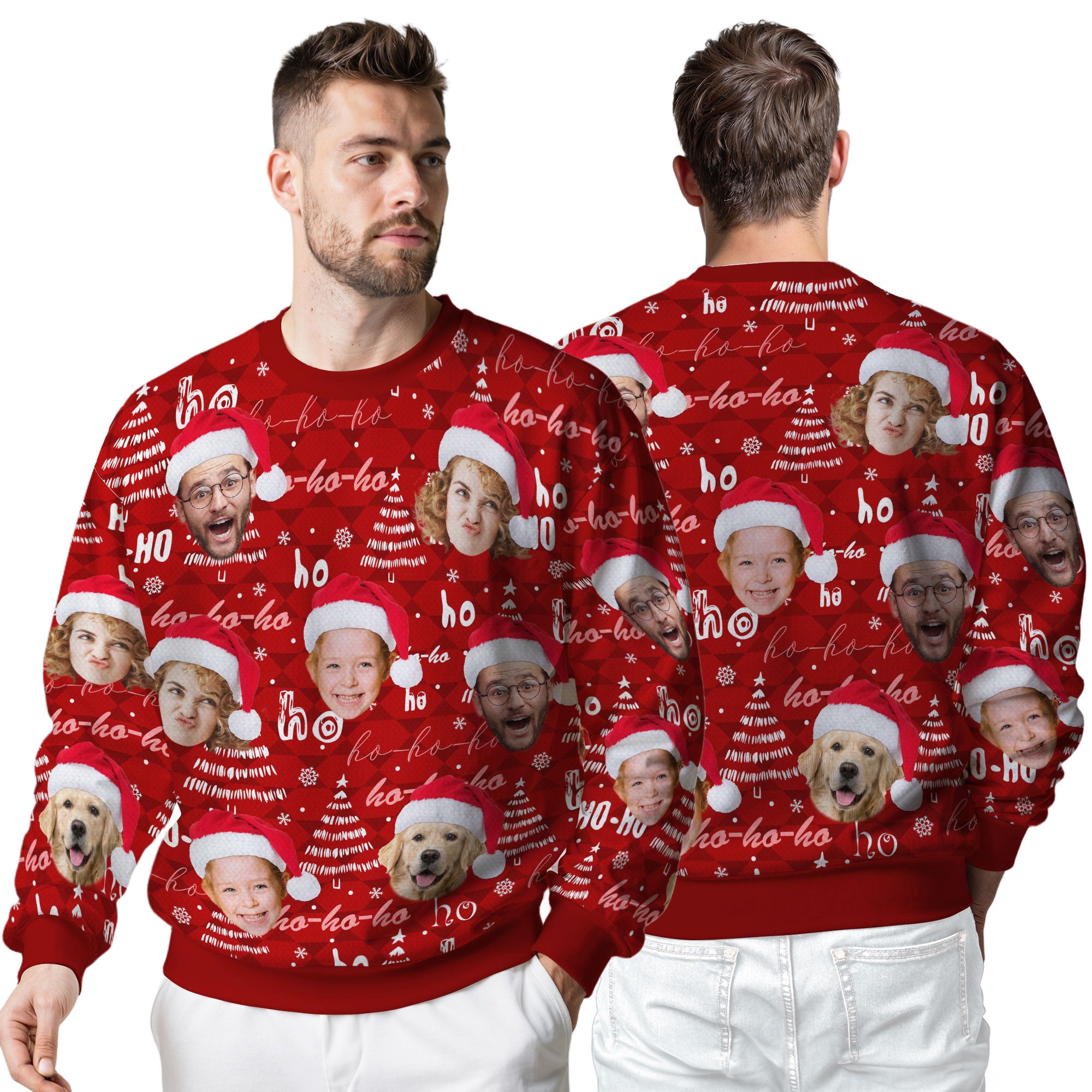 Custom Ugly Christmas Sweater for Men Women Couples Boyfriend Girlfriend Family Dad Mom, Custom Ugly Christmas Sweater with Face Photo, Personalized Sweatshirt with Picture Funny Xmas Gift ST35